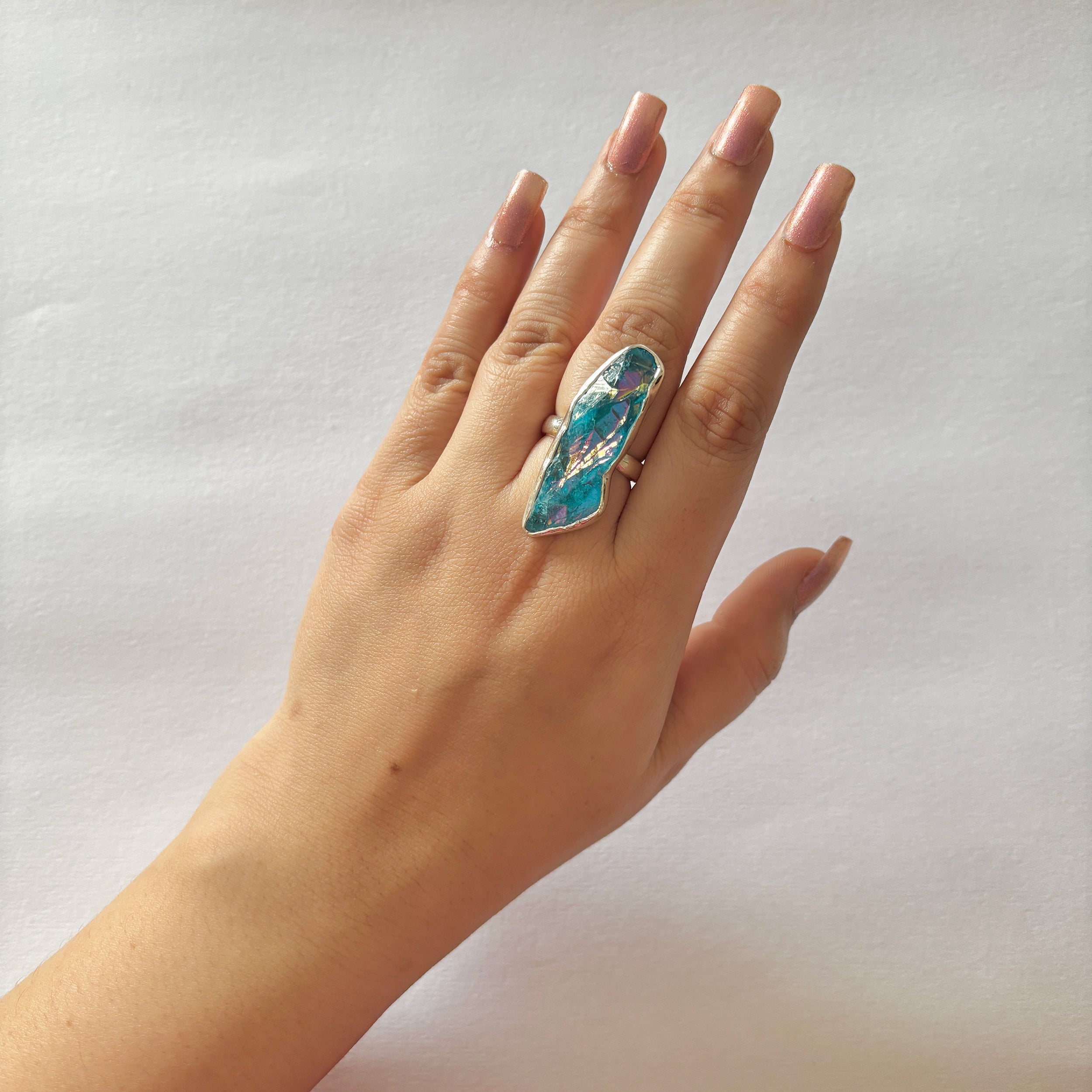 Titanium Druzy Blue Ring-(TDB-2-43)
