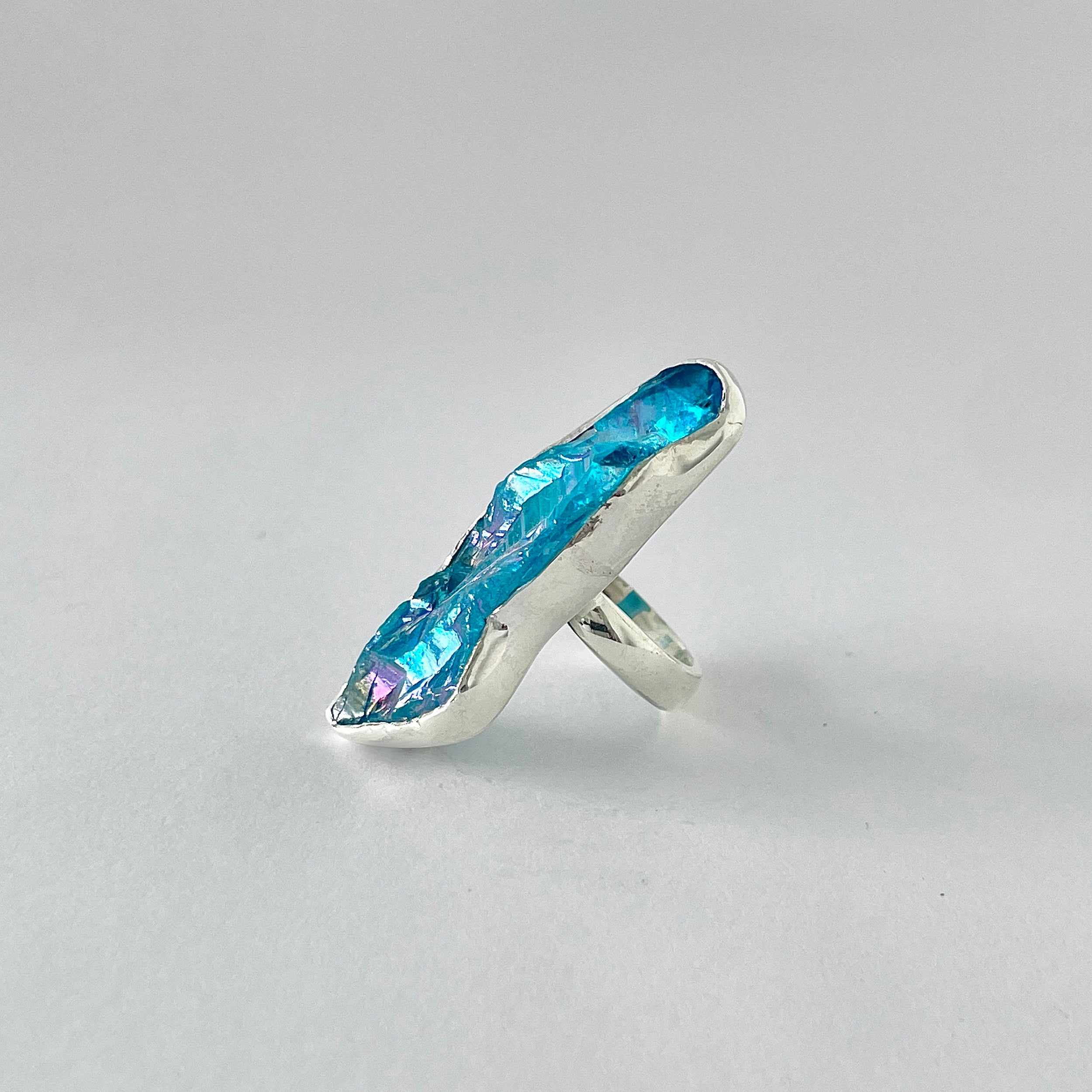 Titanium Druzy Blue Ring-(TDB-2-43)