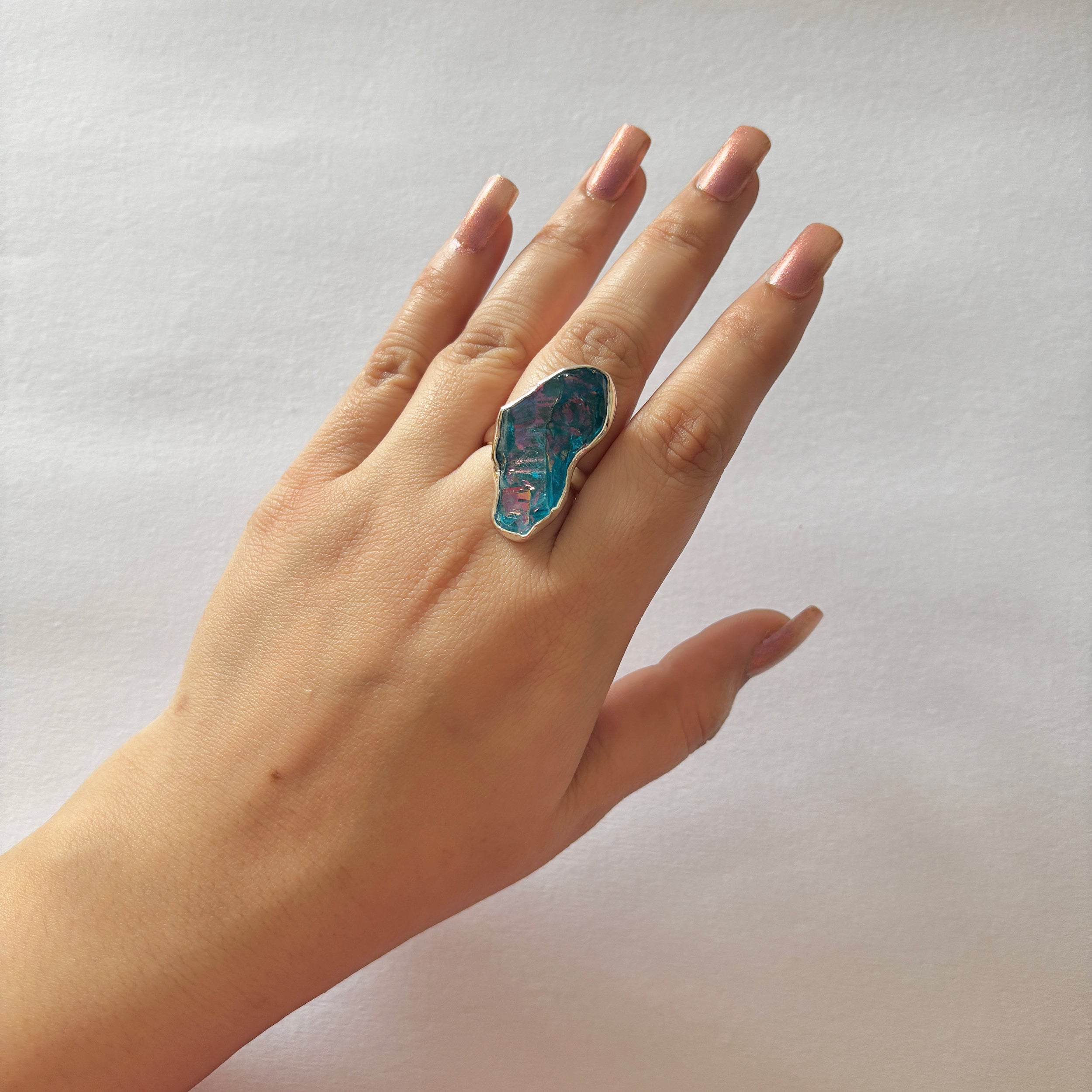 Titanium Druzy Blue Ring-(TDB-2-45)