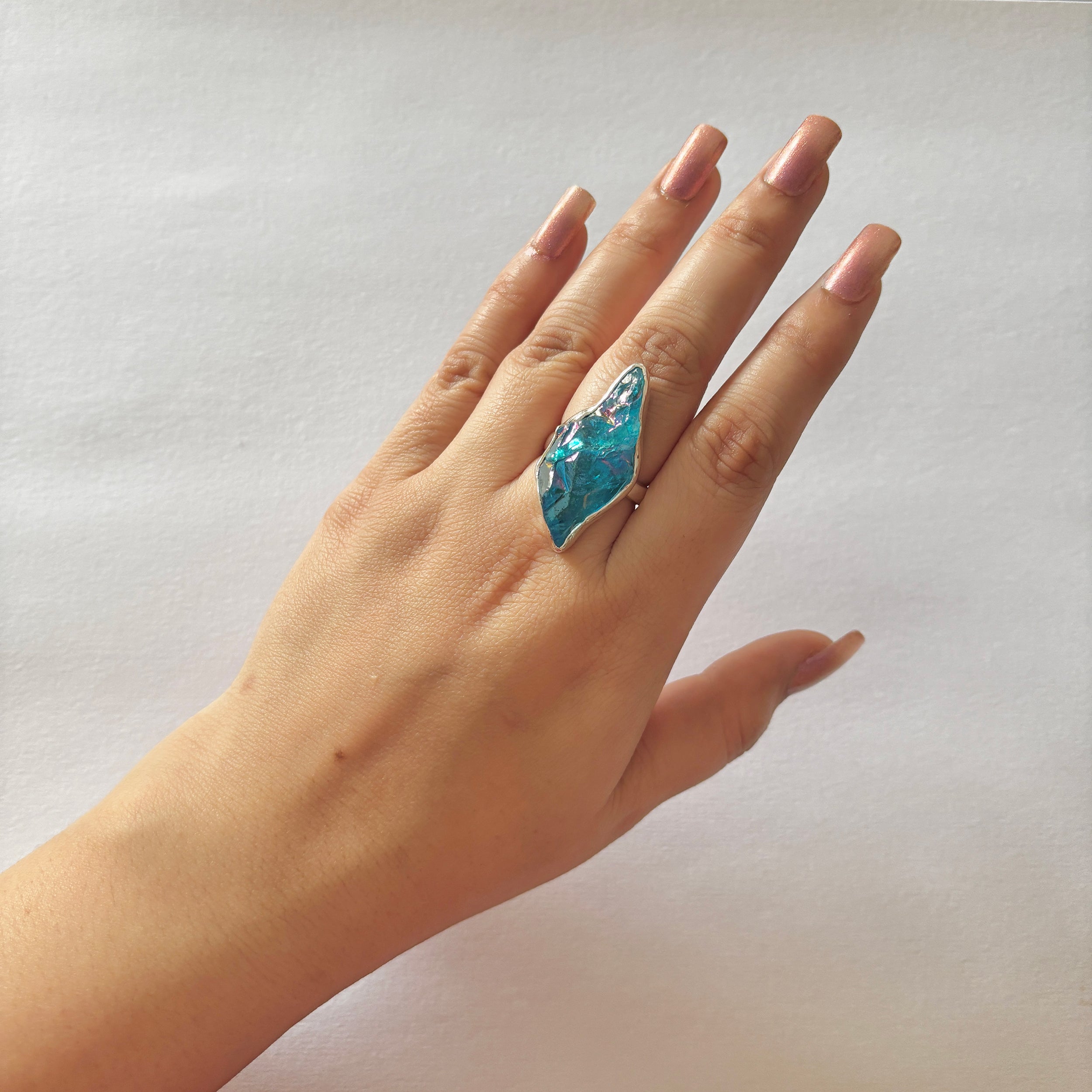 Titanium Druzy Blue Ring-(TDB-2-46)