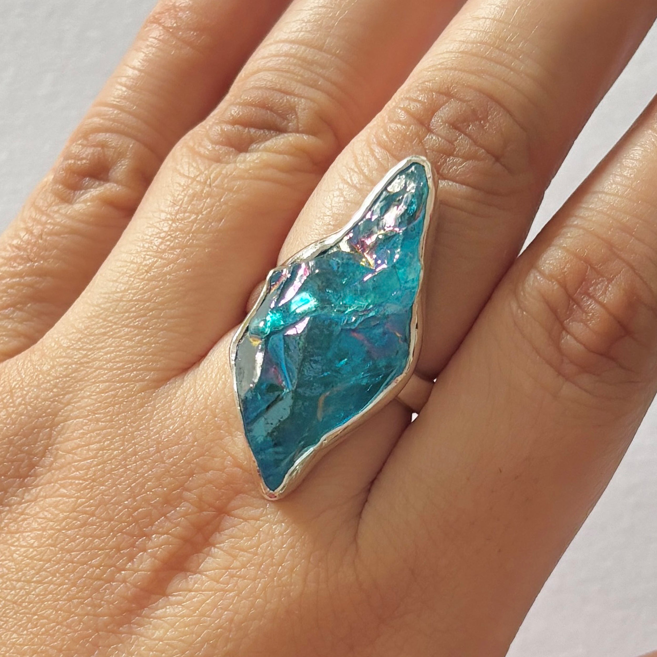 Titanium Druzy Blue Ring-(TDB-2-46)