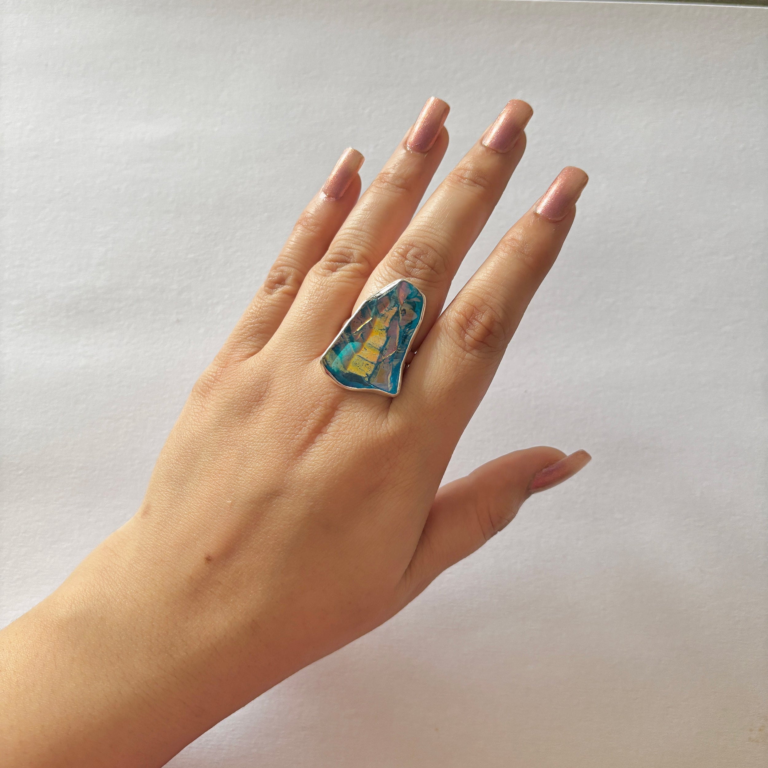 Titanium Druzy Blue Ring-(TDB-2-5)