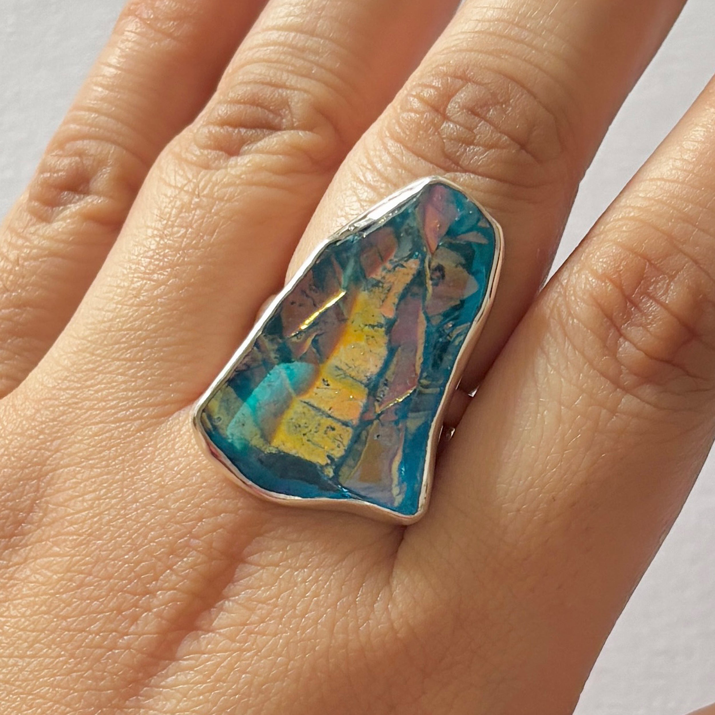 Titanium Druzy Blue Ring-(TDB-2-5)