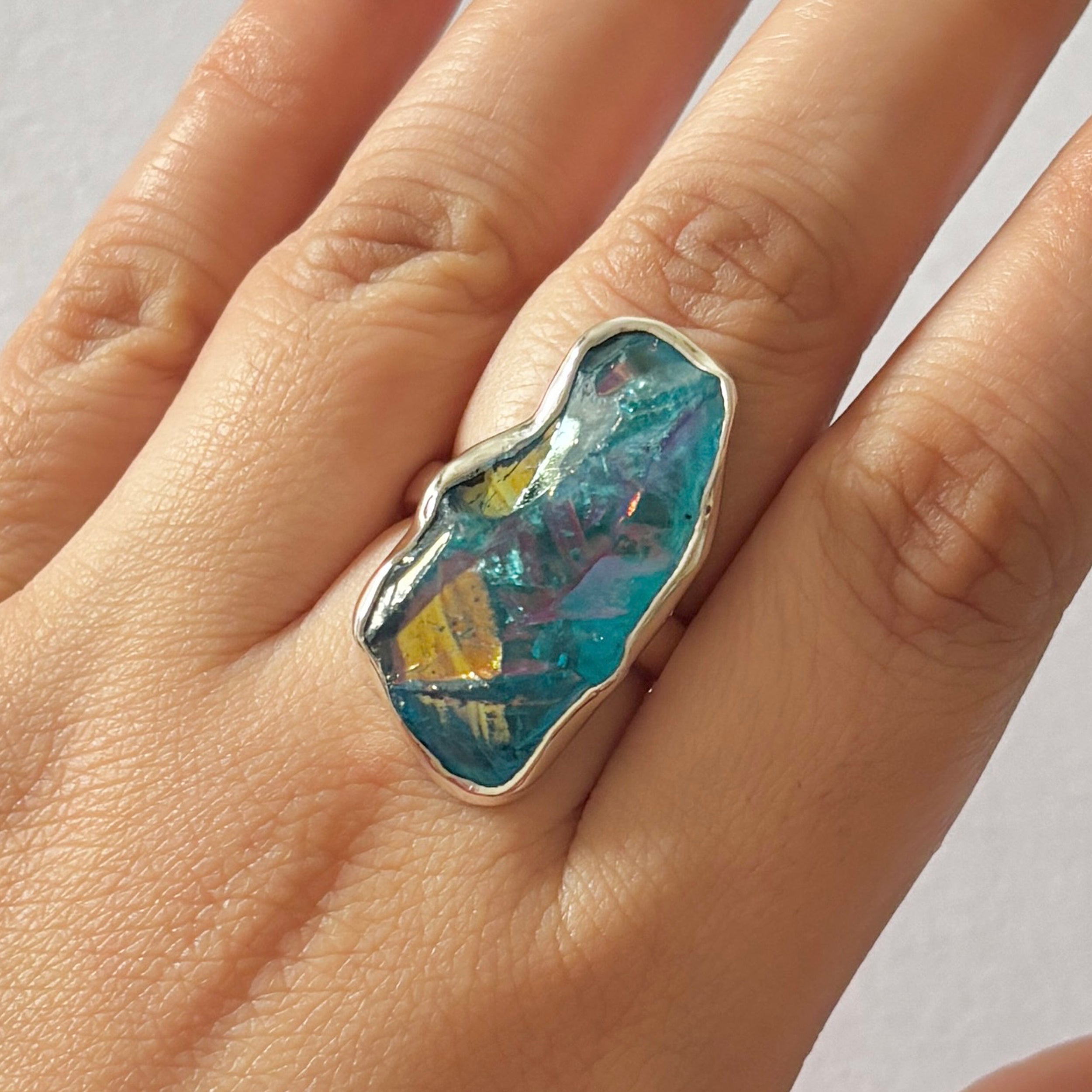 Titanium Druzy Blue Ring-(TDB-2-50)