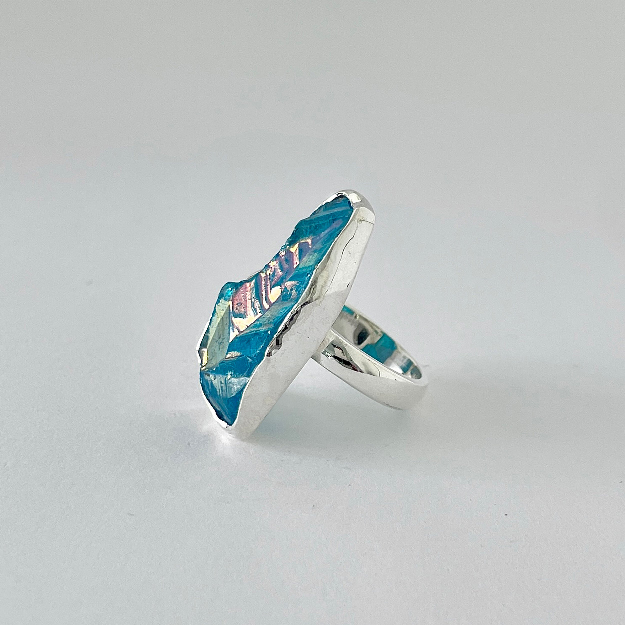 Titanium Druzy Blue Ring-(TDB-2-50)