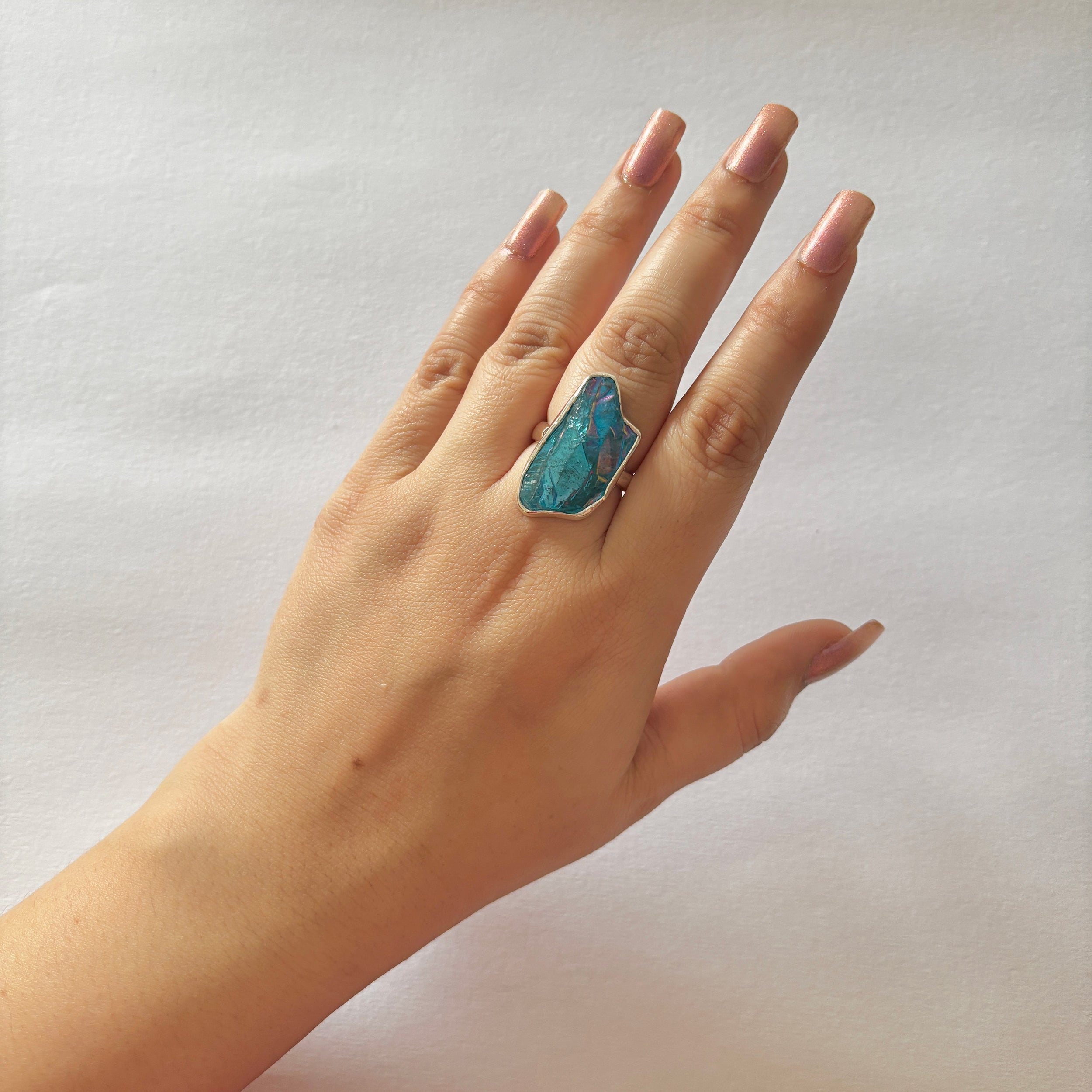 Titanium Druzy Blue Ring-(TDB-2-51)