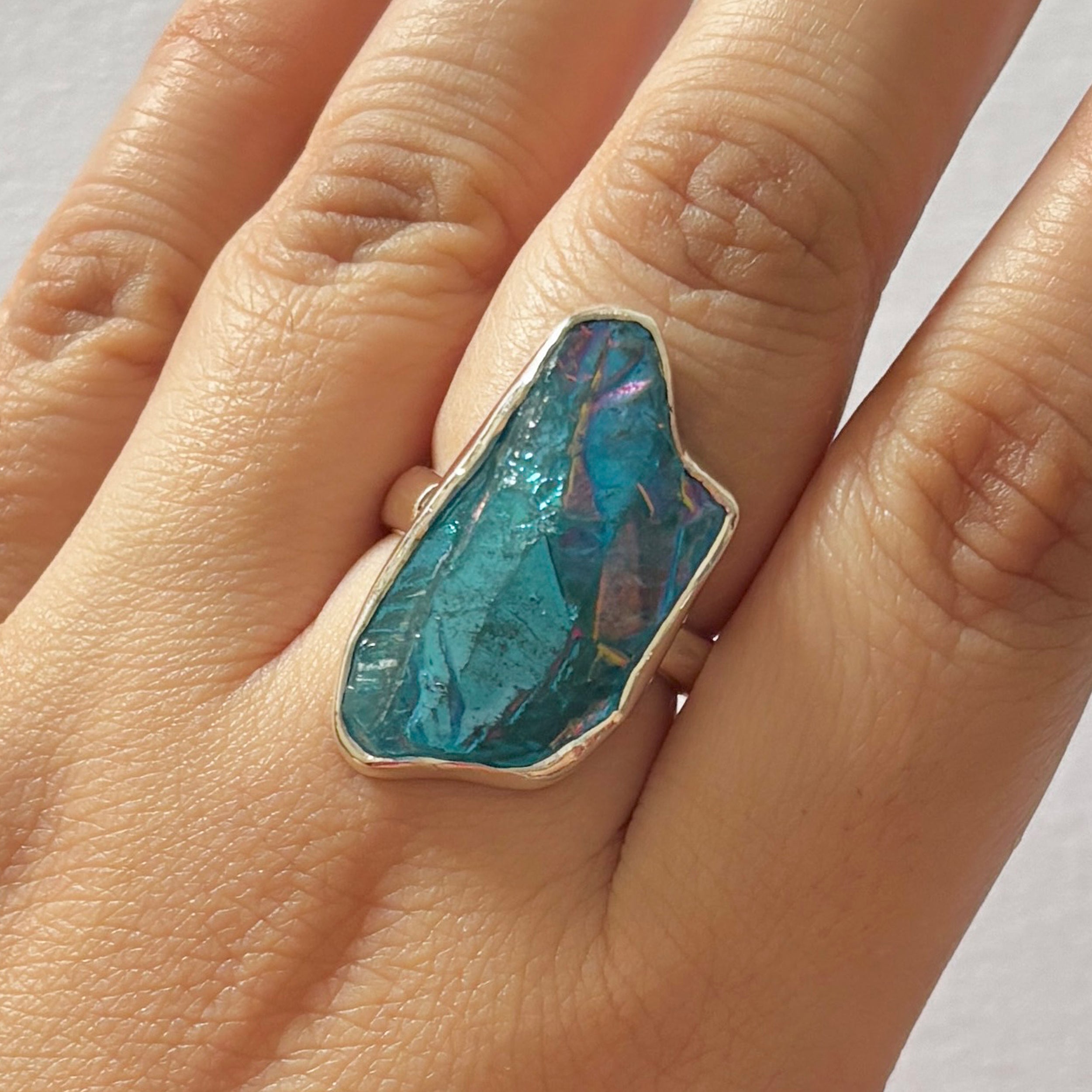 Titanium Druzy Blue Ring-(TDB-2-51)