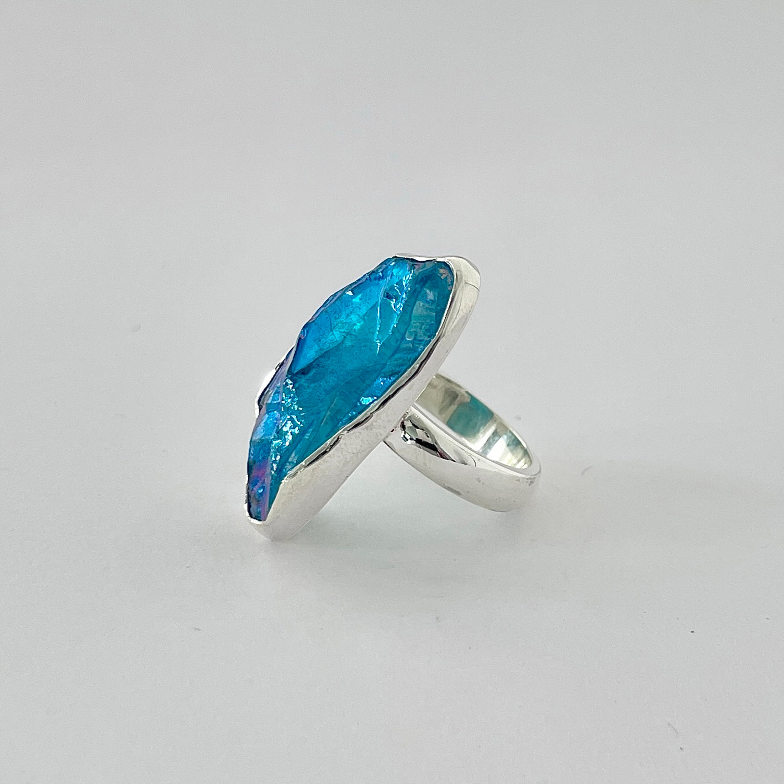 Titanium Druzy Blue Ring-(TDB-2-51)