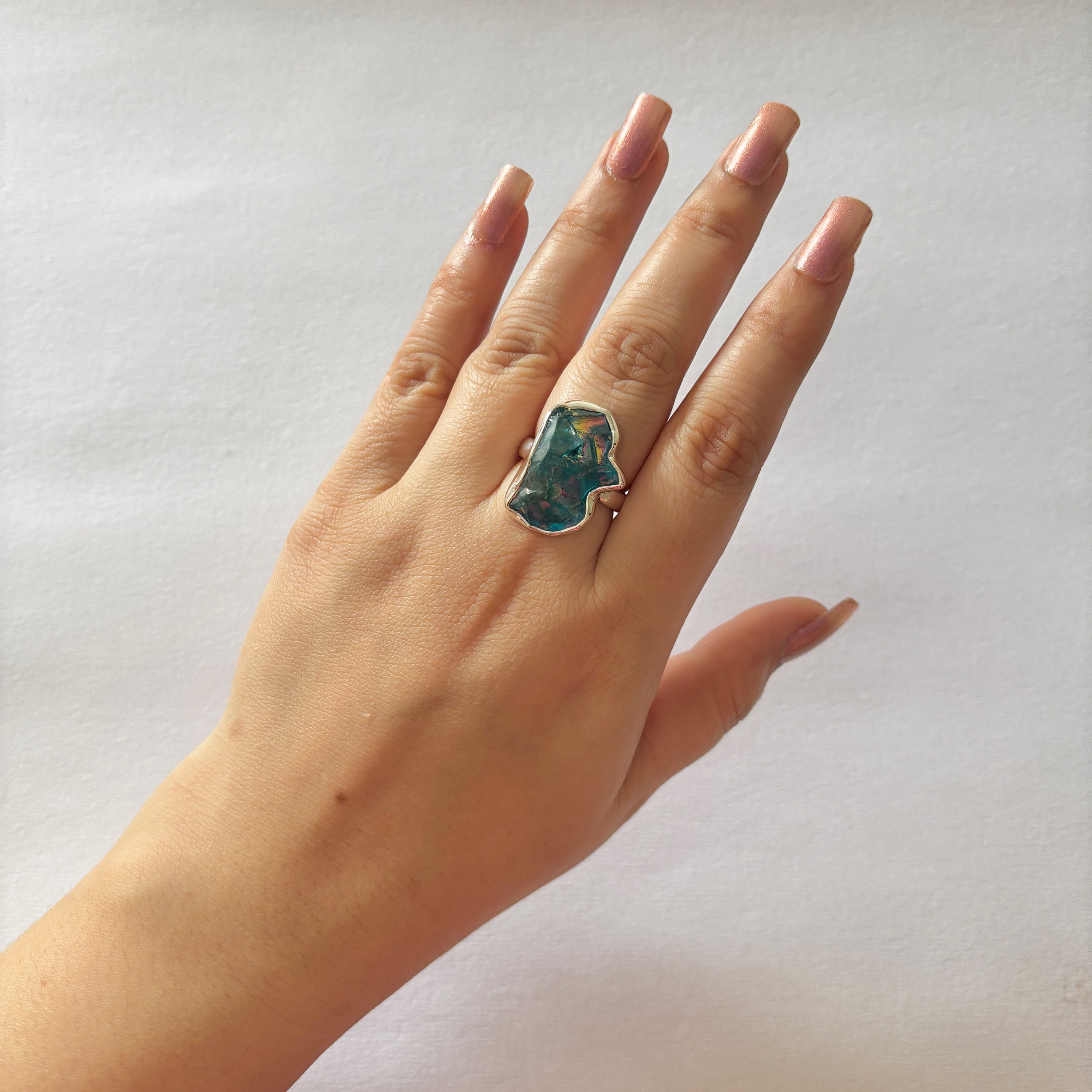 Titanium Druzy Blue Ring-(TDB-2-53)