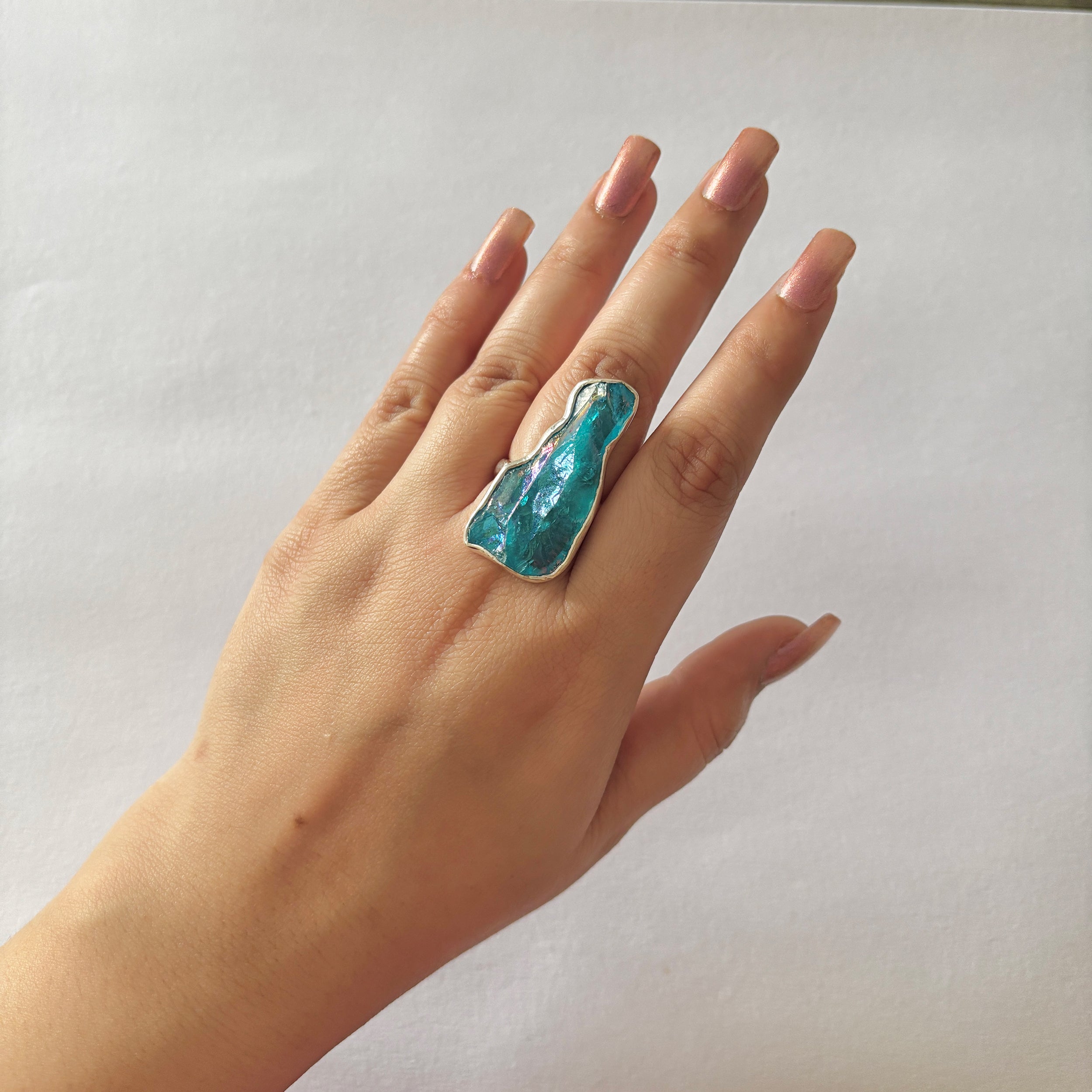 Titanium Druzy Blue Ring-(TDB-2-54)
