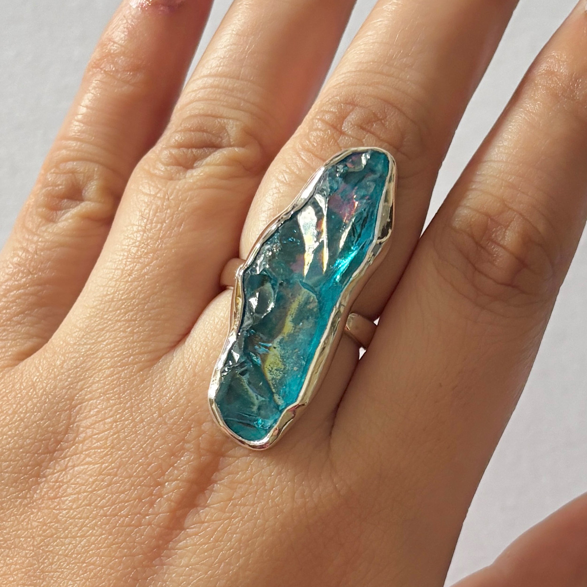 Titanium Druzy Blue Ring-(TDB-2-7)