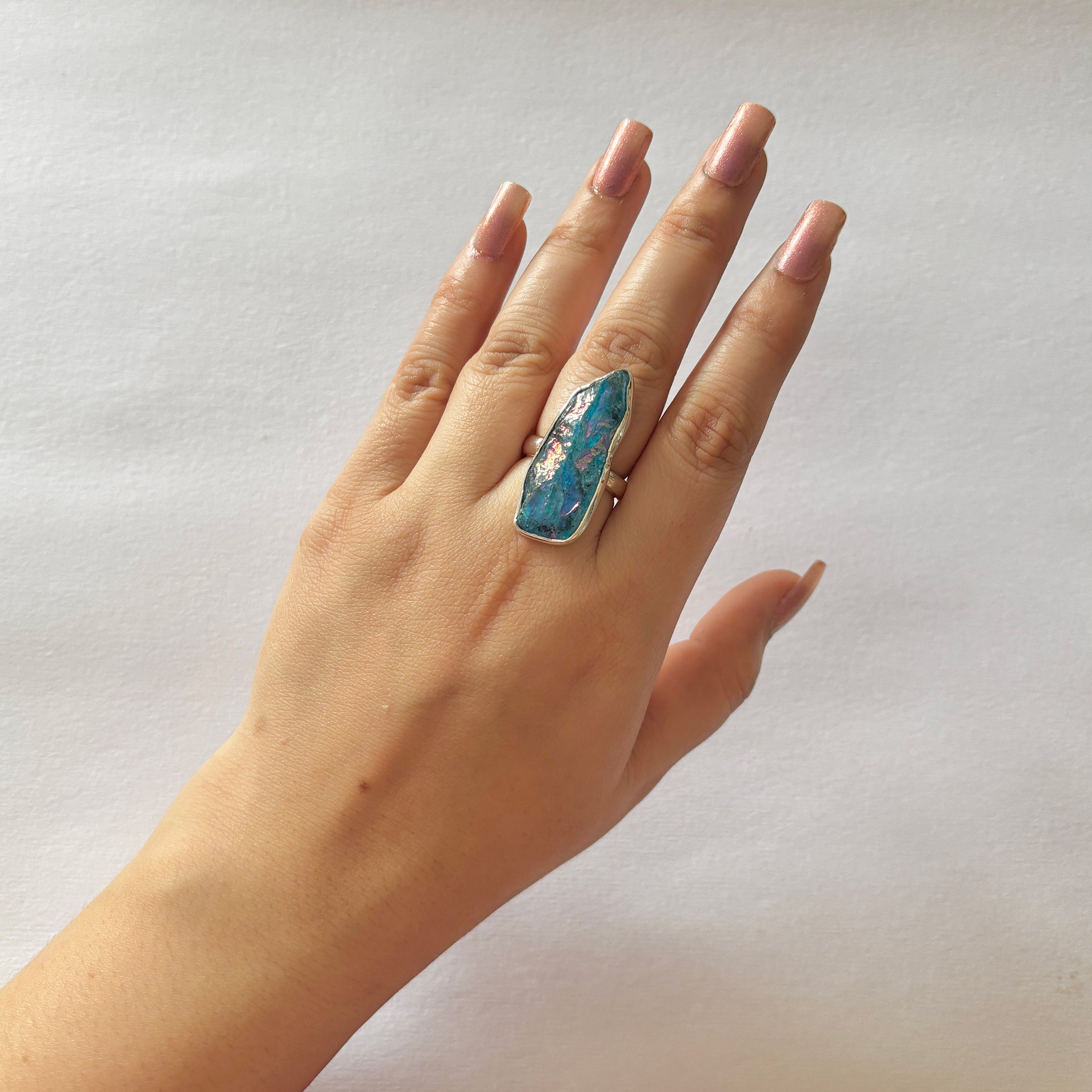 Titanium Druzy Blue Ring-(TDB-2-8)