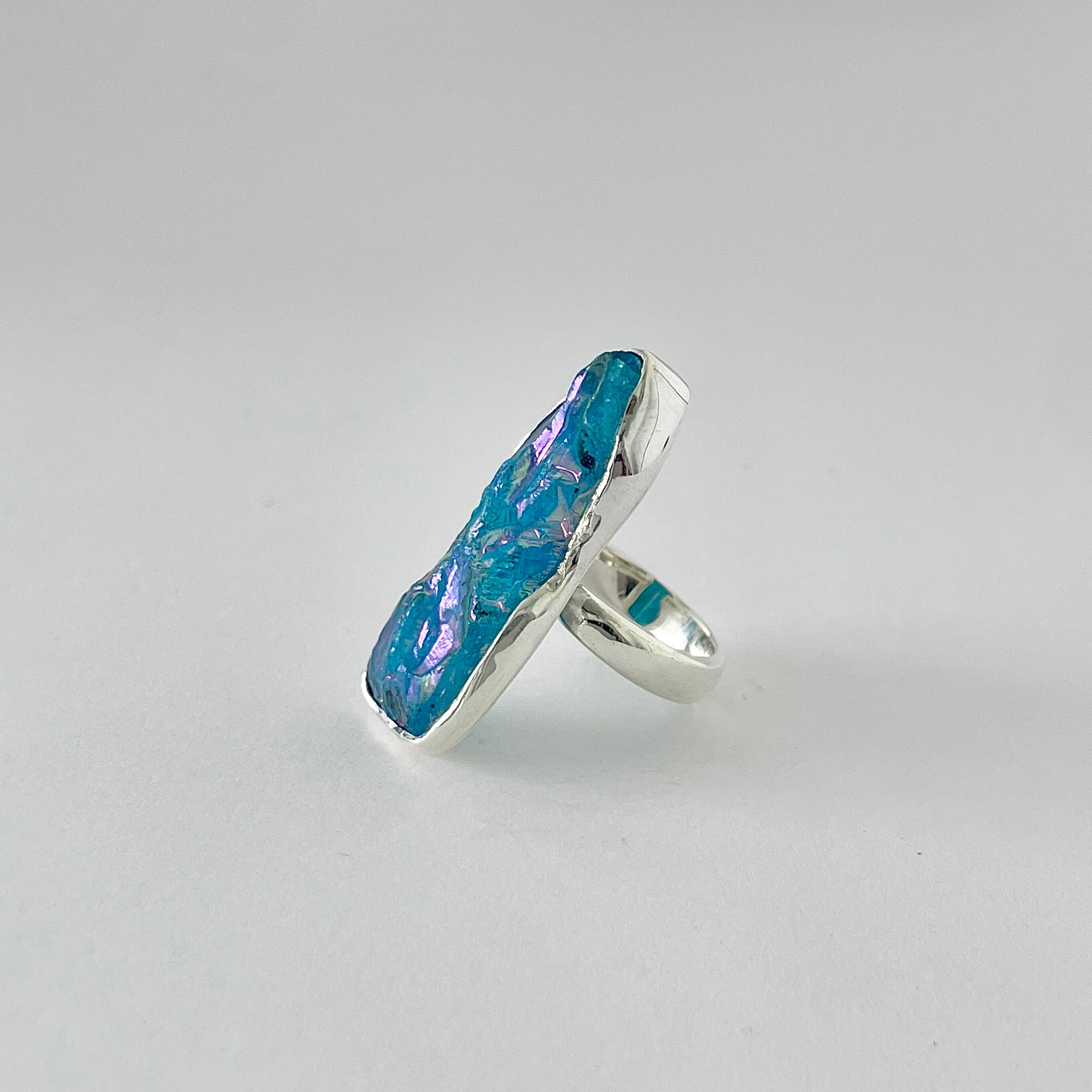 Titanium Druzy Blue Ring-(TDB-2-8)