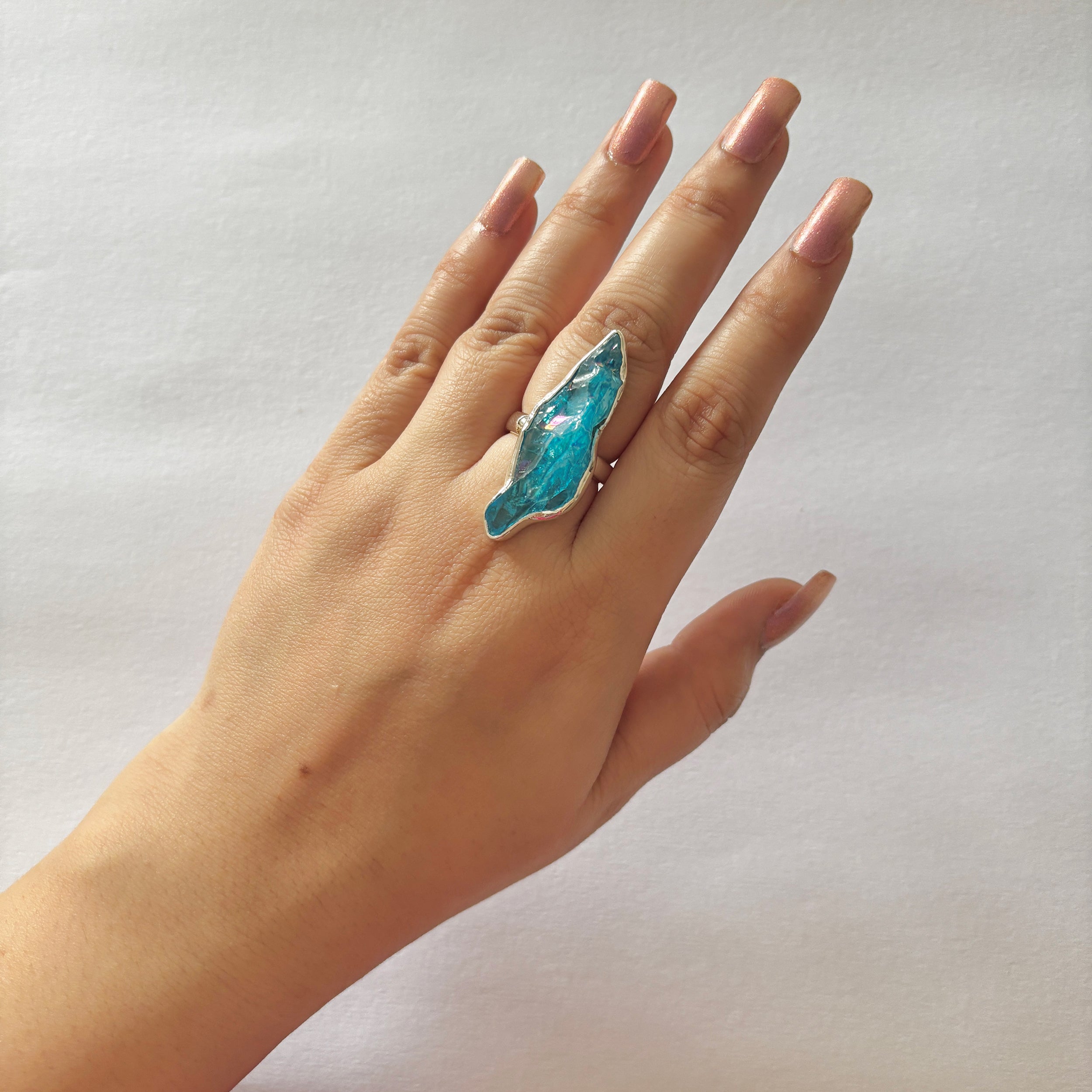 Titanium Druzy Blue Ring-(TDB-2-9)