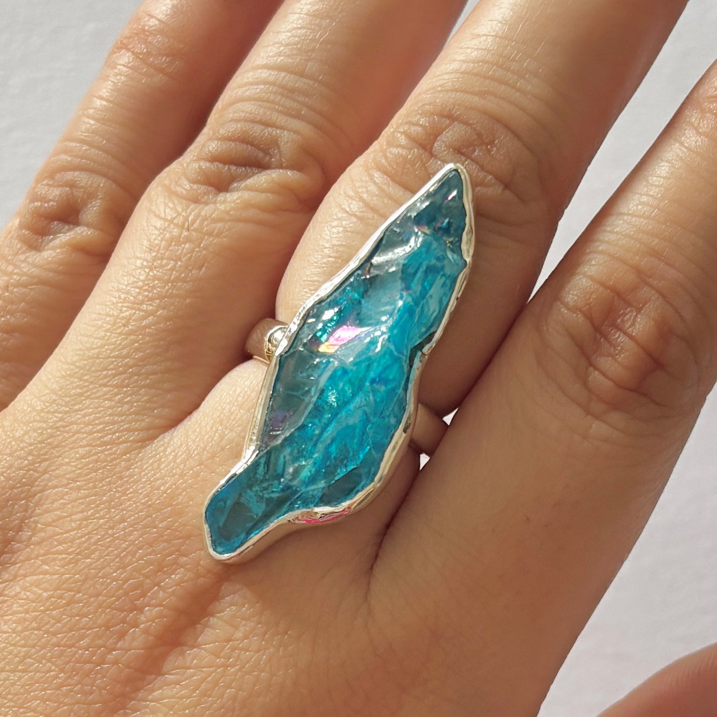 Titanium Druzy Blue Ring-(TDB-2-9)