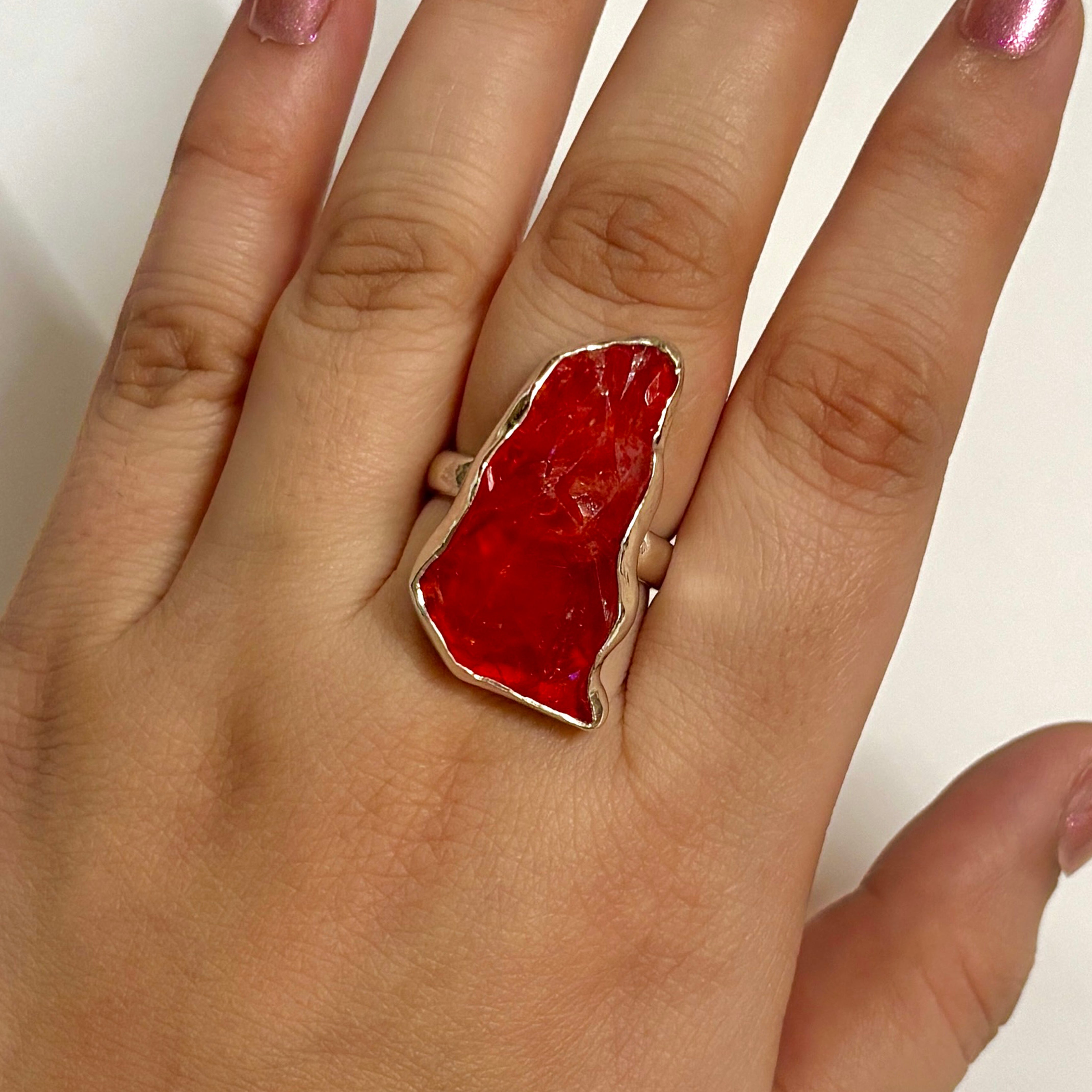 Titanium Druzy Orange Ring-(TDO-2-25)