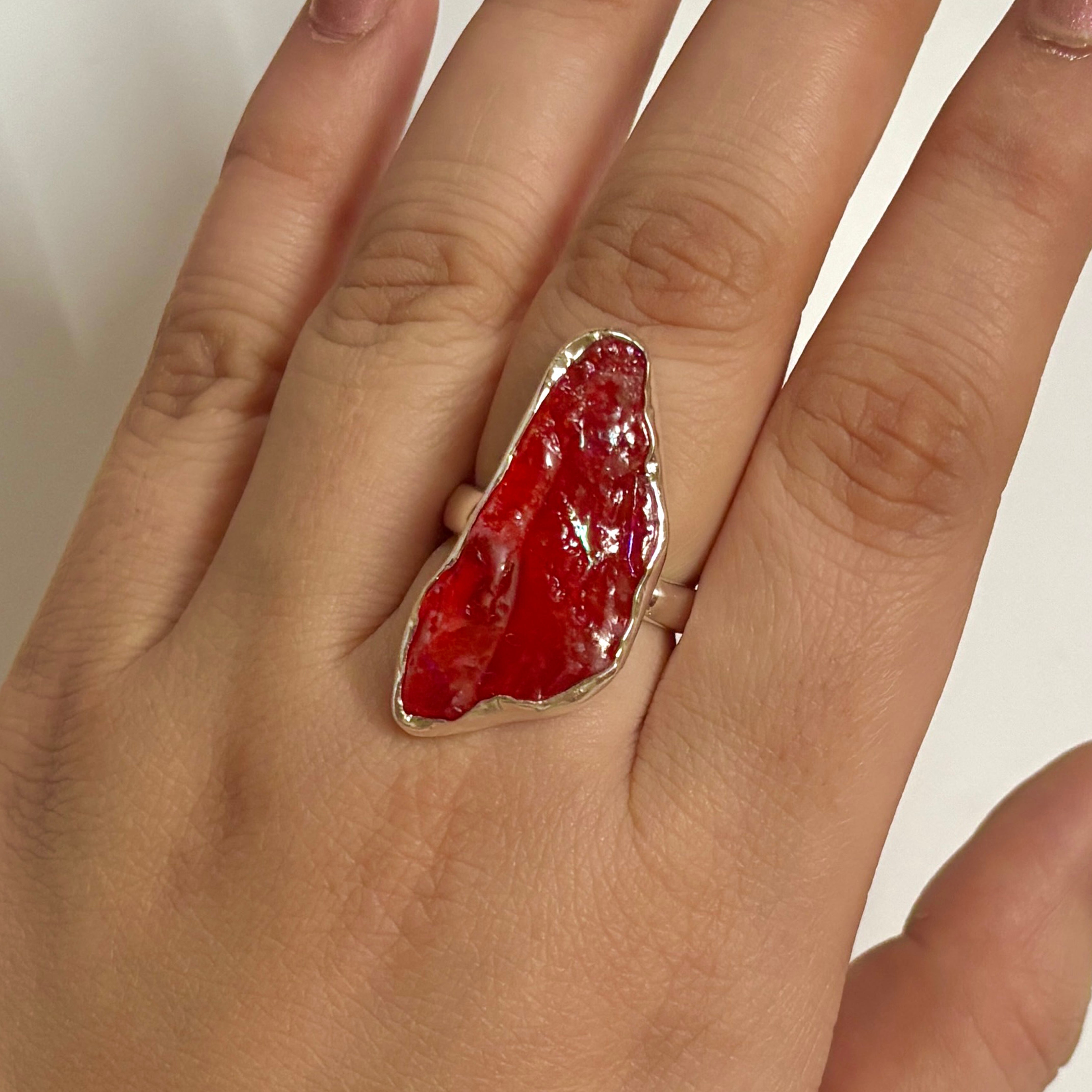Titanium Druzy Orange Ring-(TDO-2-31)