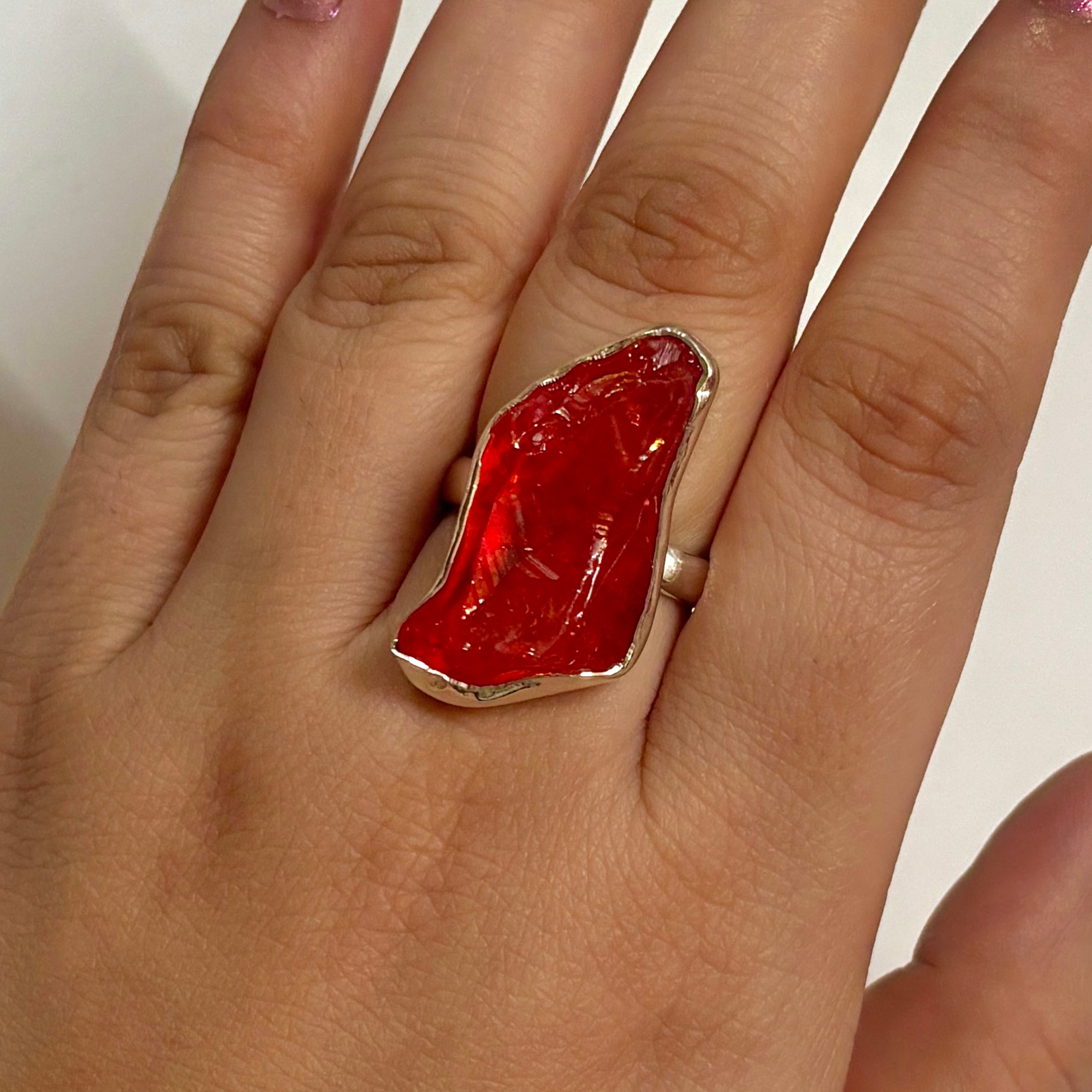 Titanium Druzy Orange Ring-(TDO-2-36)