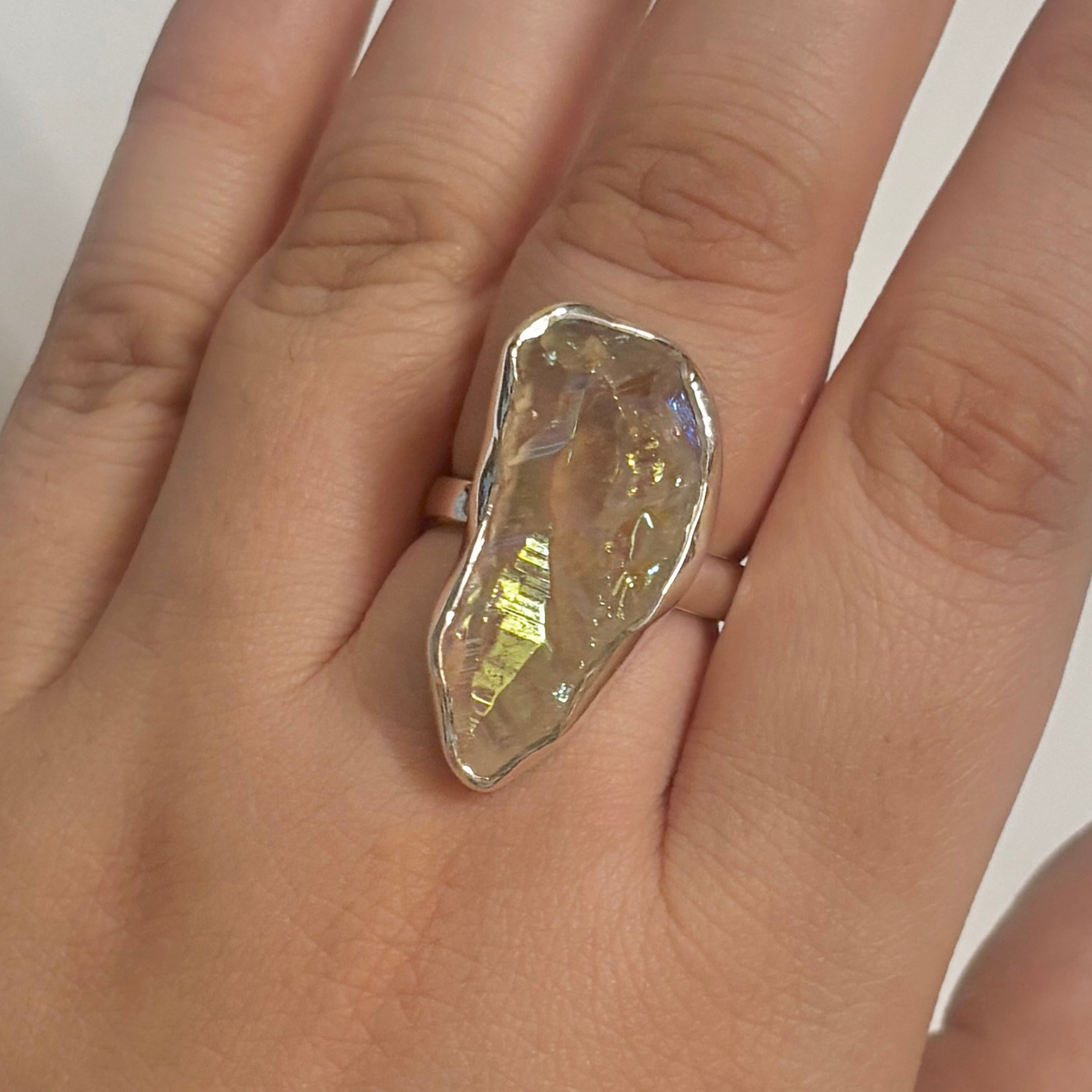 Titanium Druzy White Ring-(TDW-2-1)