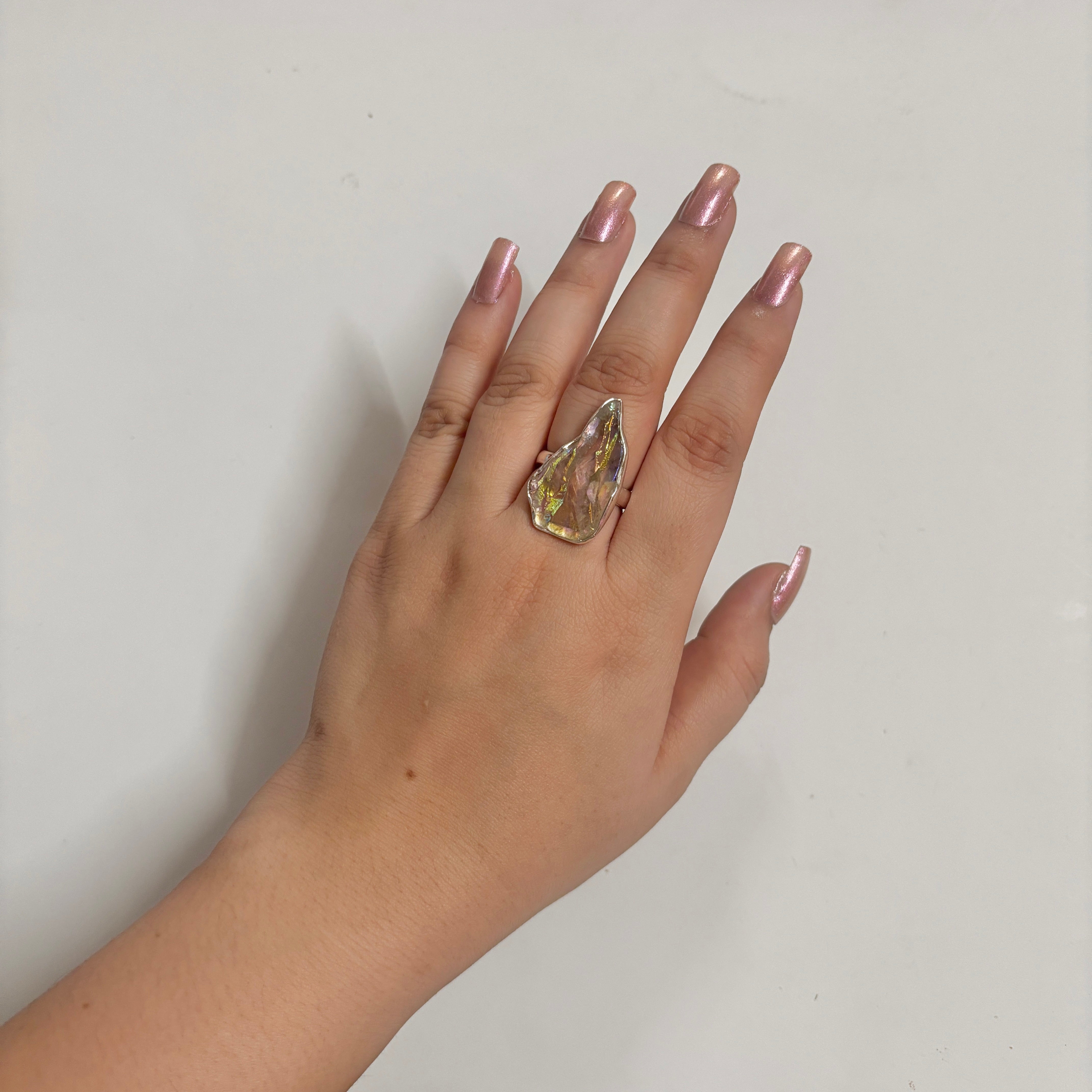 Titanium Druzy White Ring-(TDW-2-10)