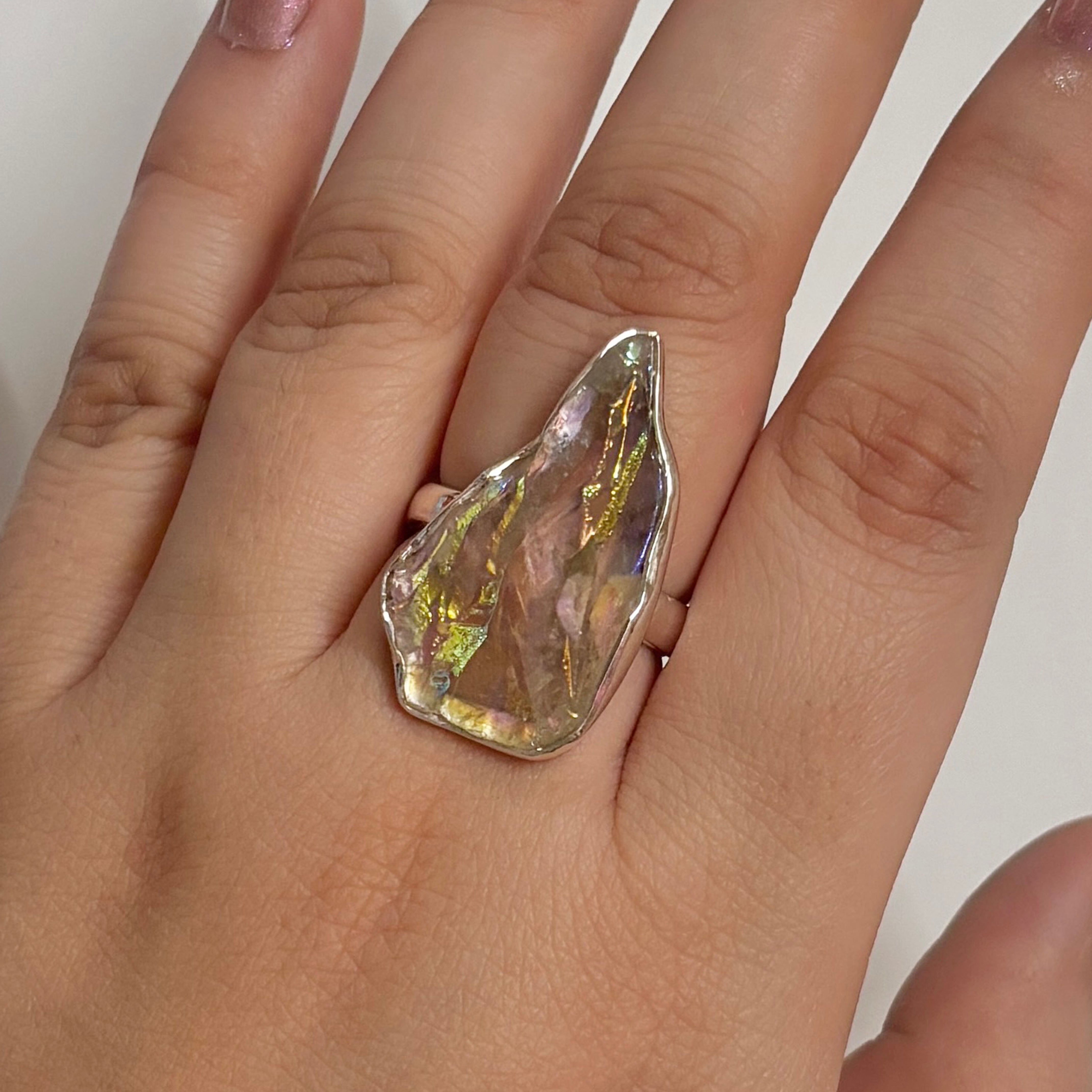 Titanium Druzy White Ring-(TDW-2-10)