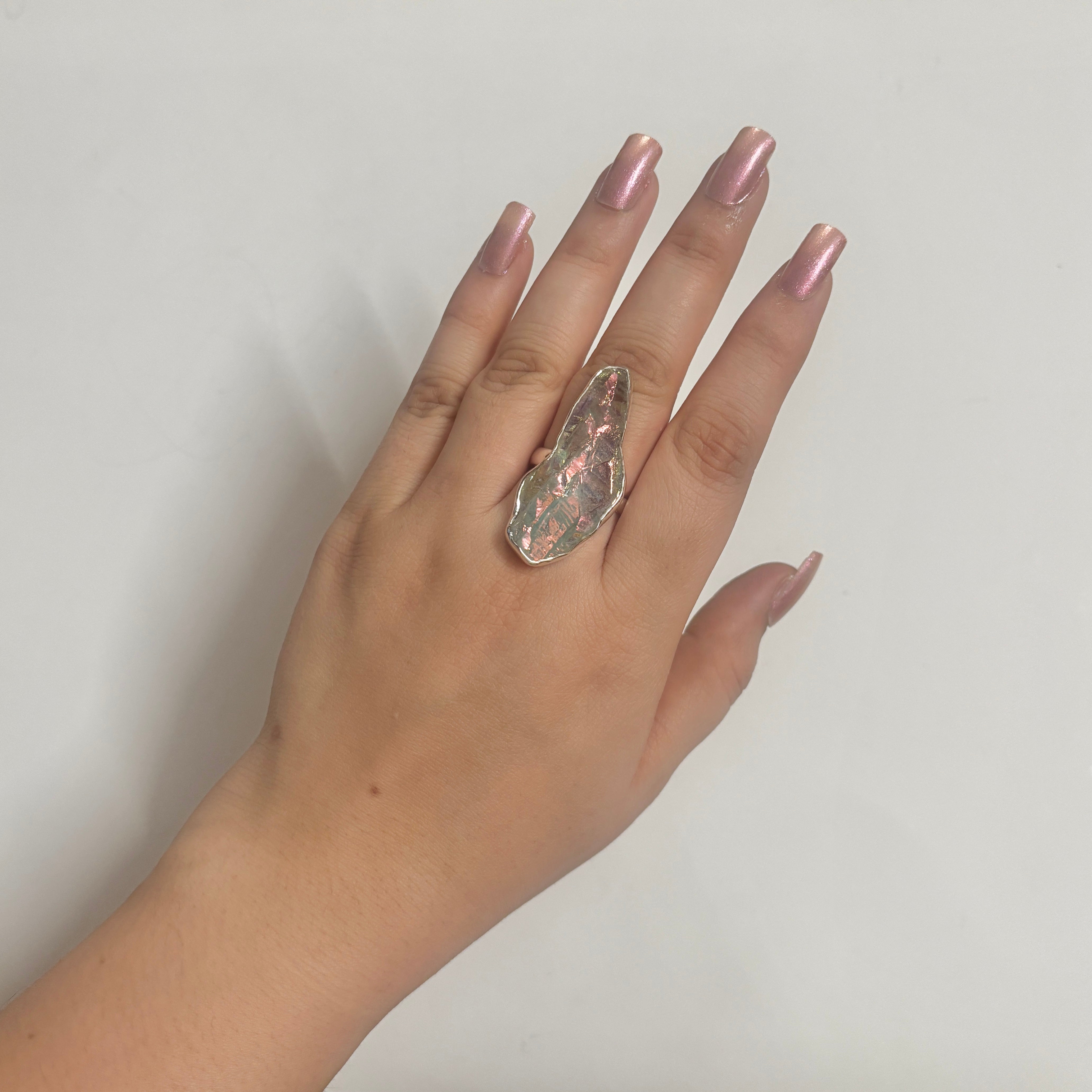 Titanium Druzy White Ring-(TDW-2-11)