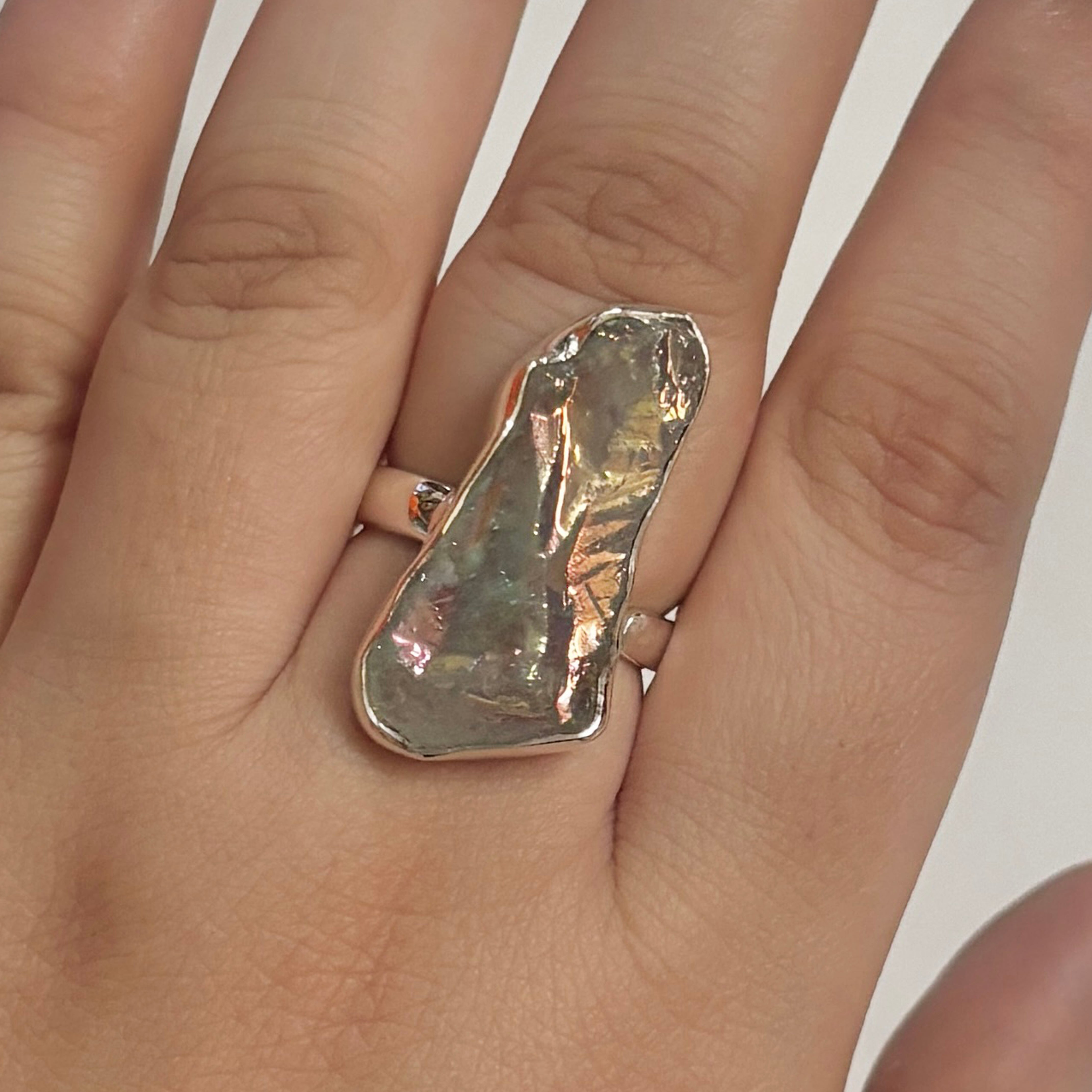Titanium Druzy White Ring-(TDW-2-12)