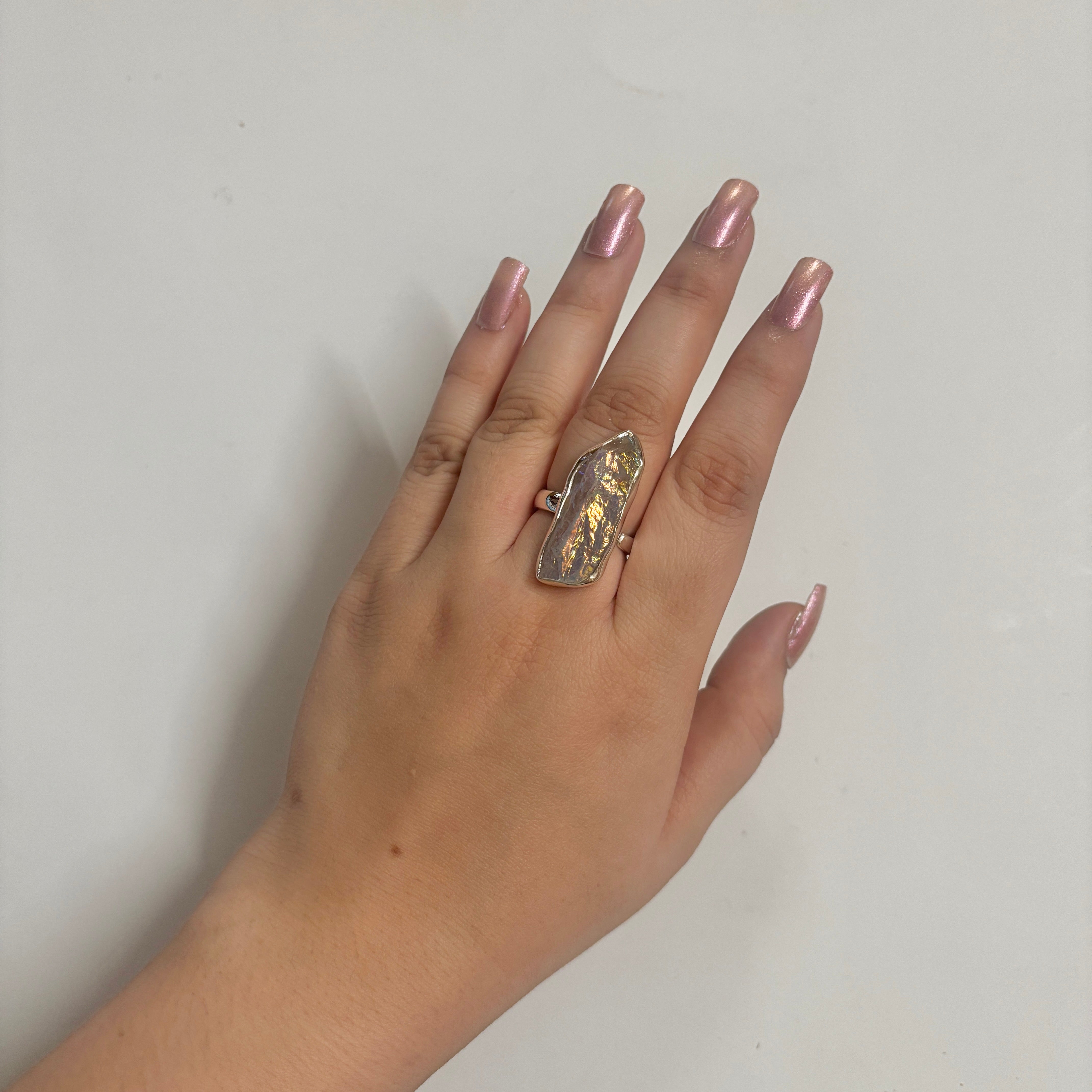Titanium Druzy White Ring-(TDW-2-17)