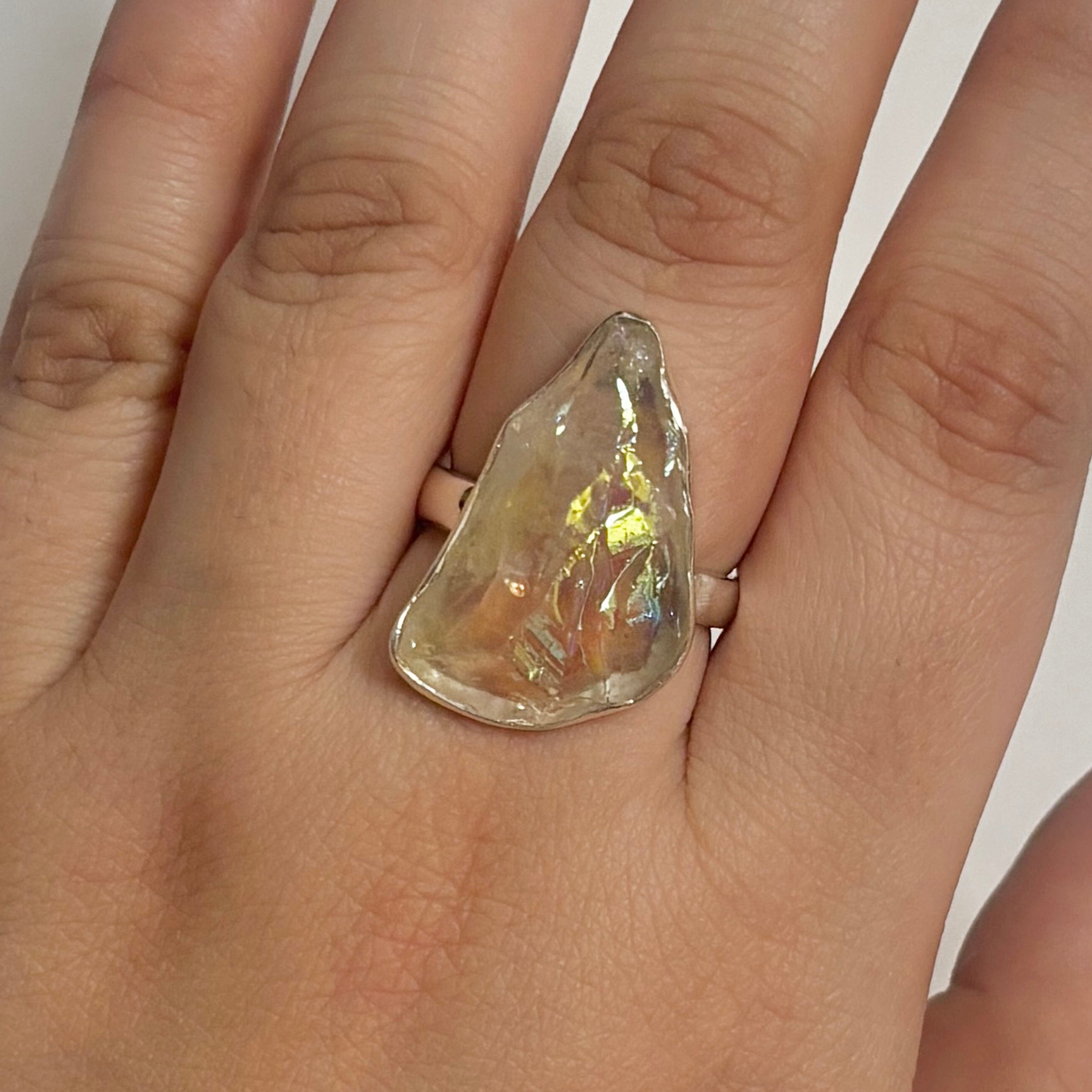 Titanium Druzy White Ring-(TDW-2-18)