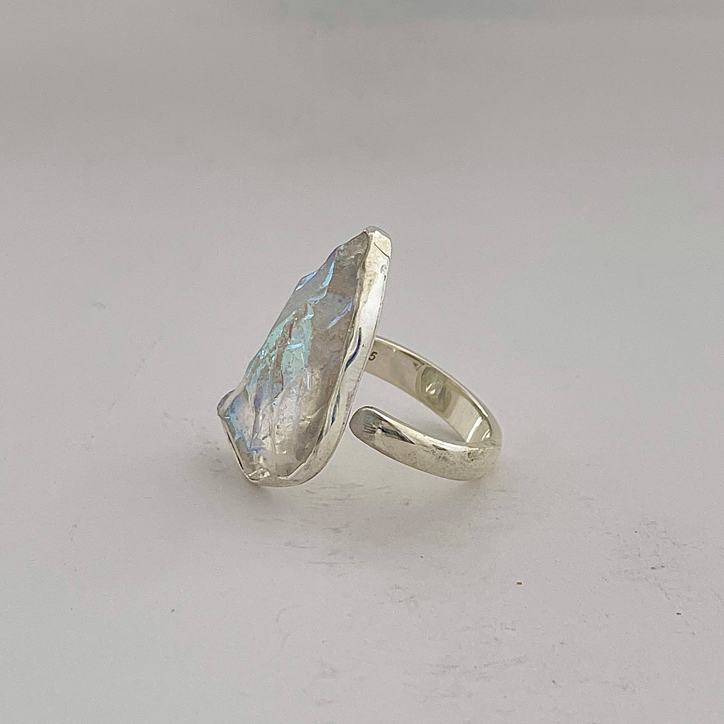 Titanium Druzy White Ring-(TDW-2-18)