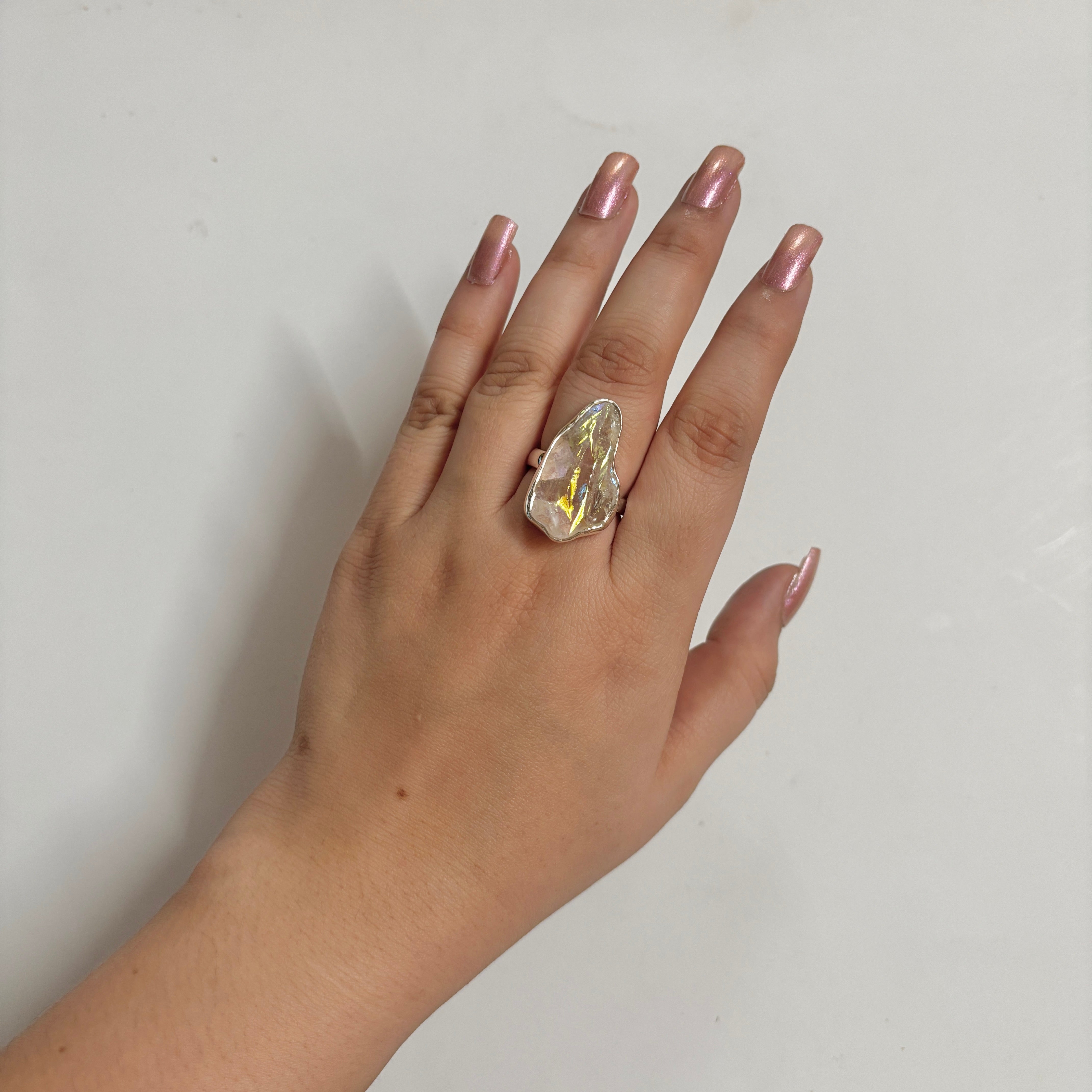 Titanium Druzy White Ring-(TDW-2-19)