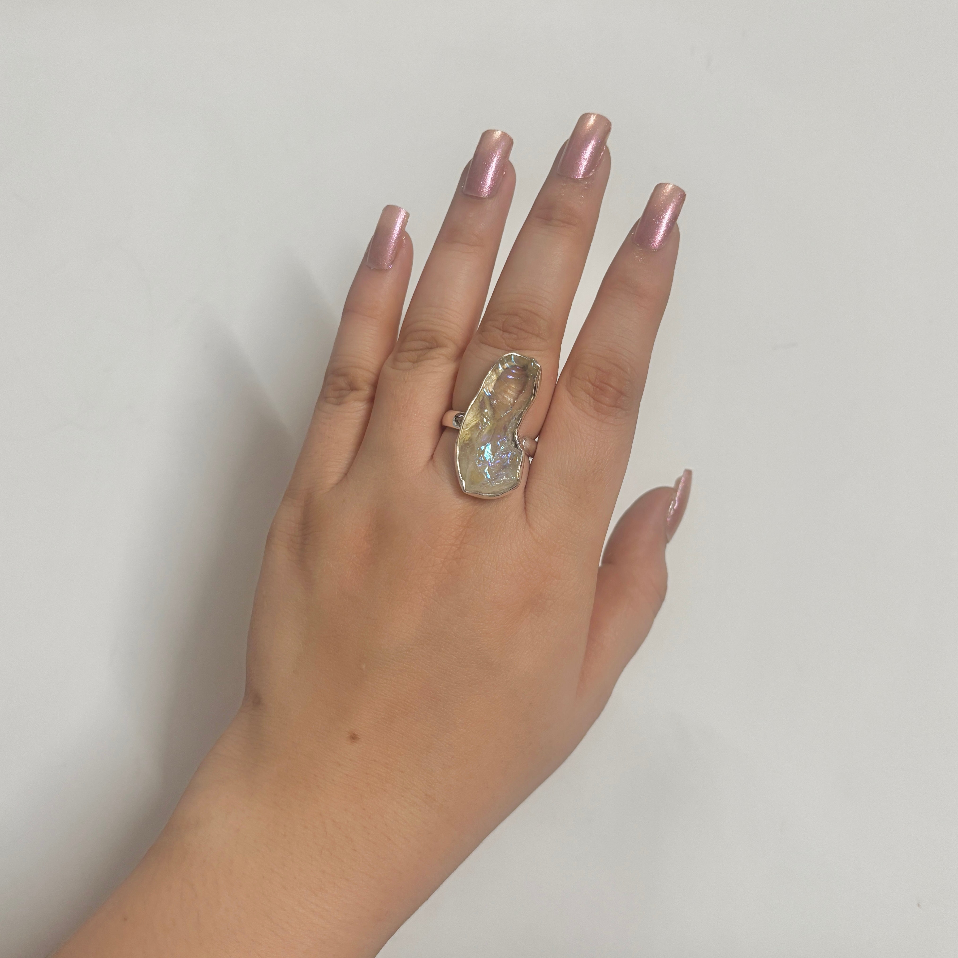 Titanium Druzy White Ring-(TDW-2-2)