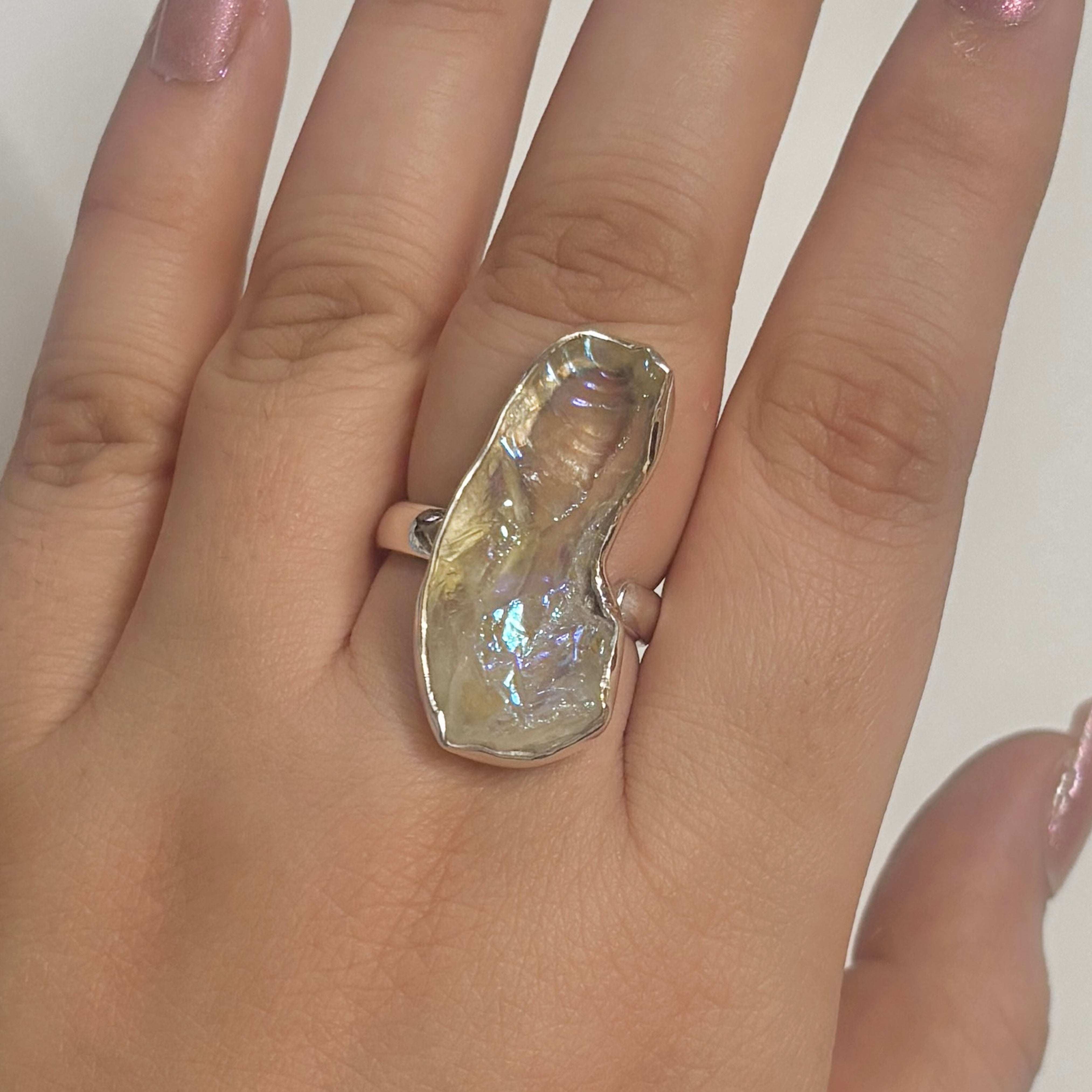 Titanium Druzy White Ring-(TDW-2-2)