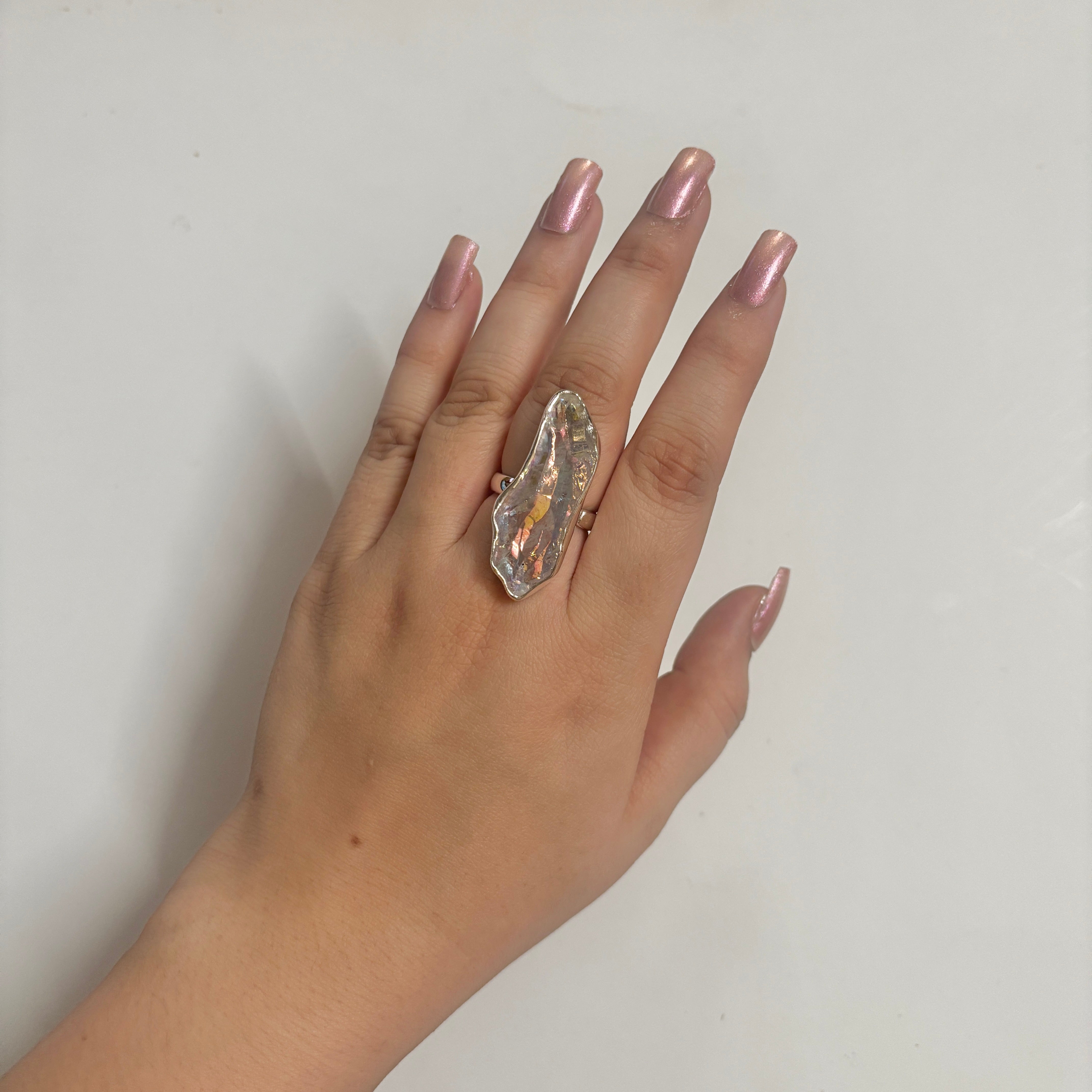 Titanium Druzy White Ring-(TDW-2-22)