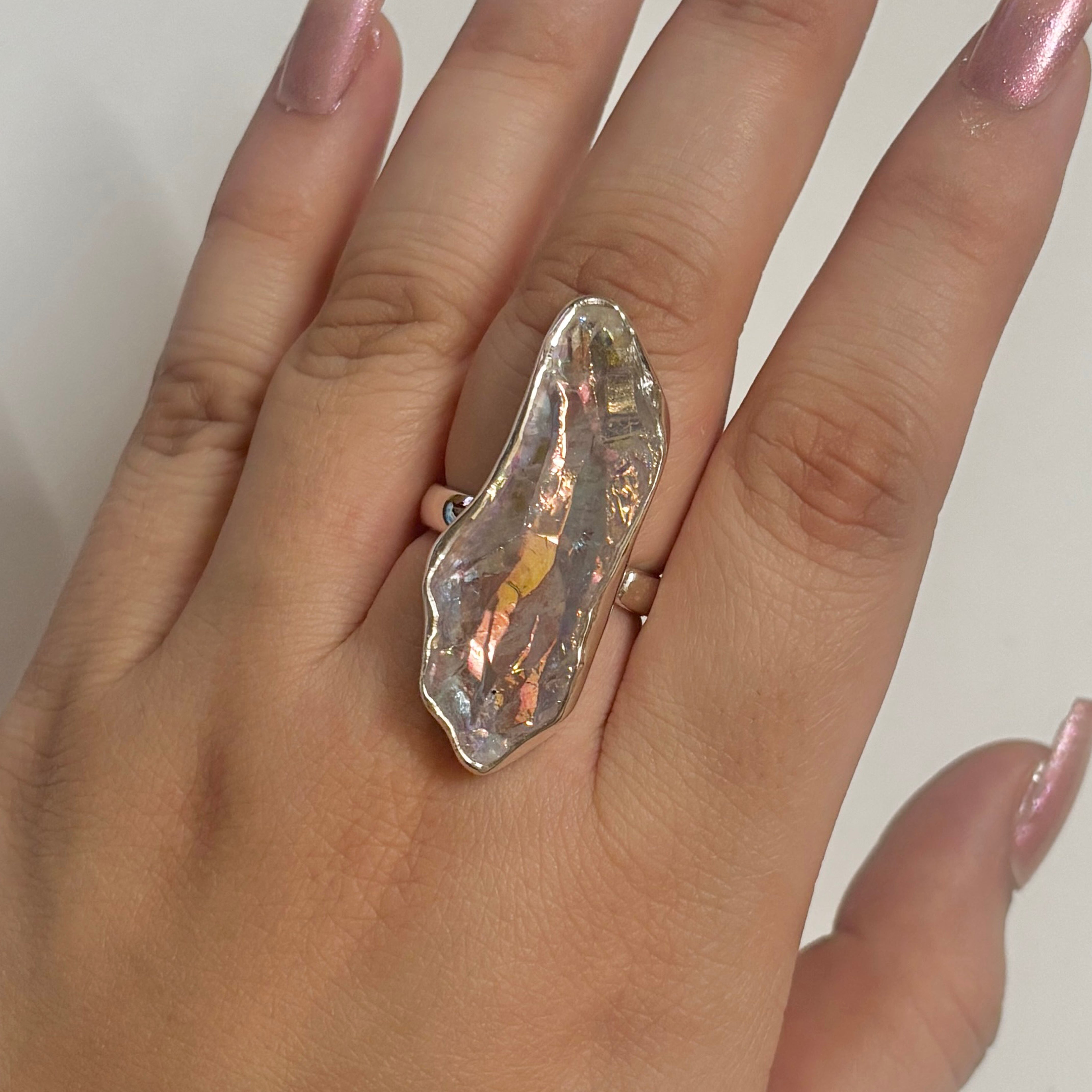 Titanium Druzy White Ring-(TDW-2-22)