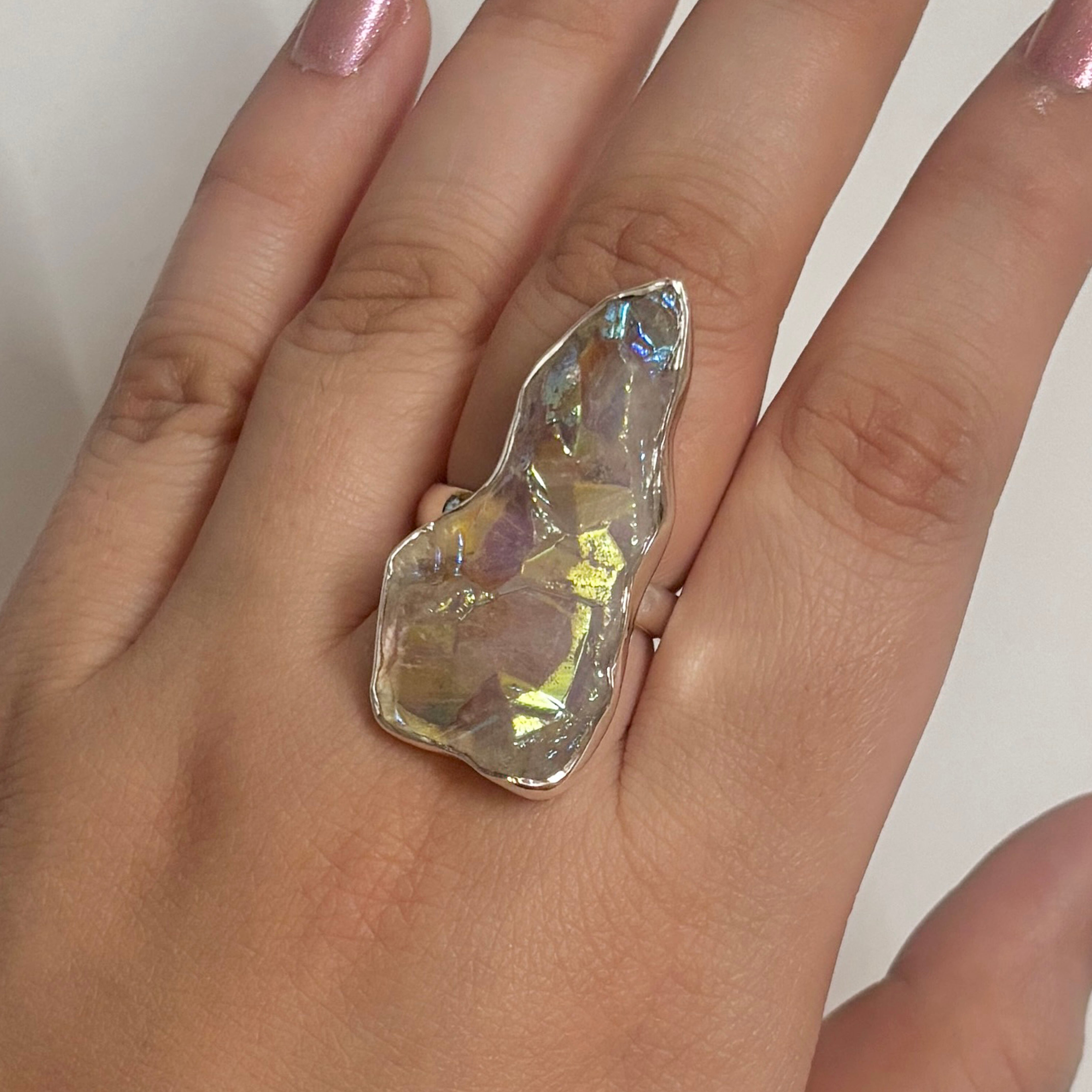 Titanium Druzy White Ring-(TDW-2-26)
