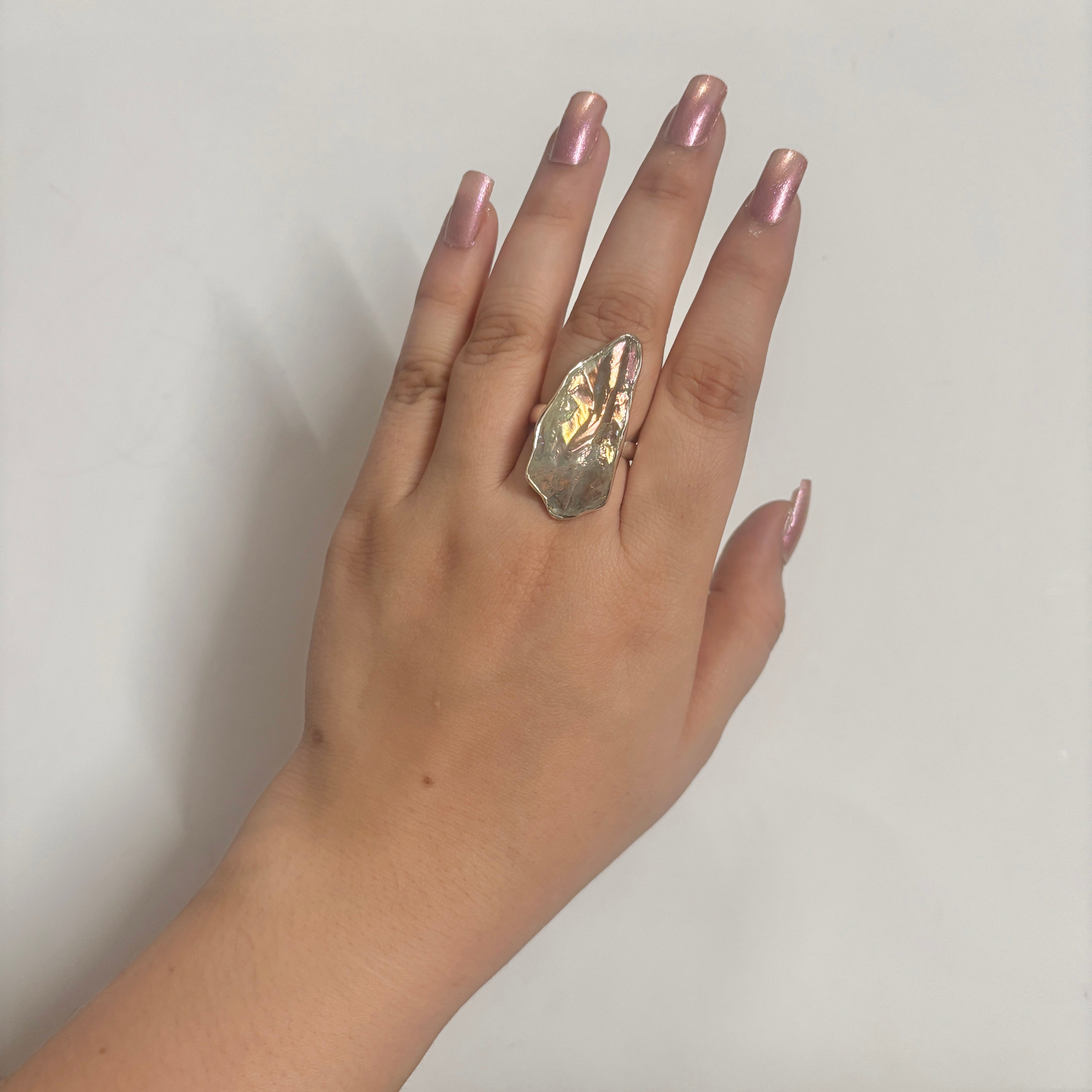 Titanium Druzy White Ring-(TDW-2-29)