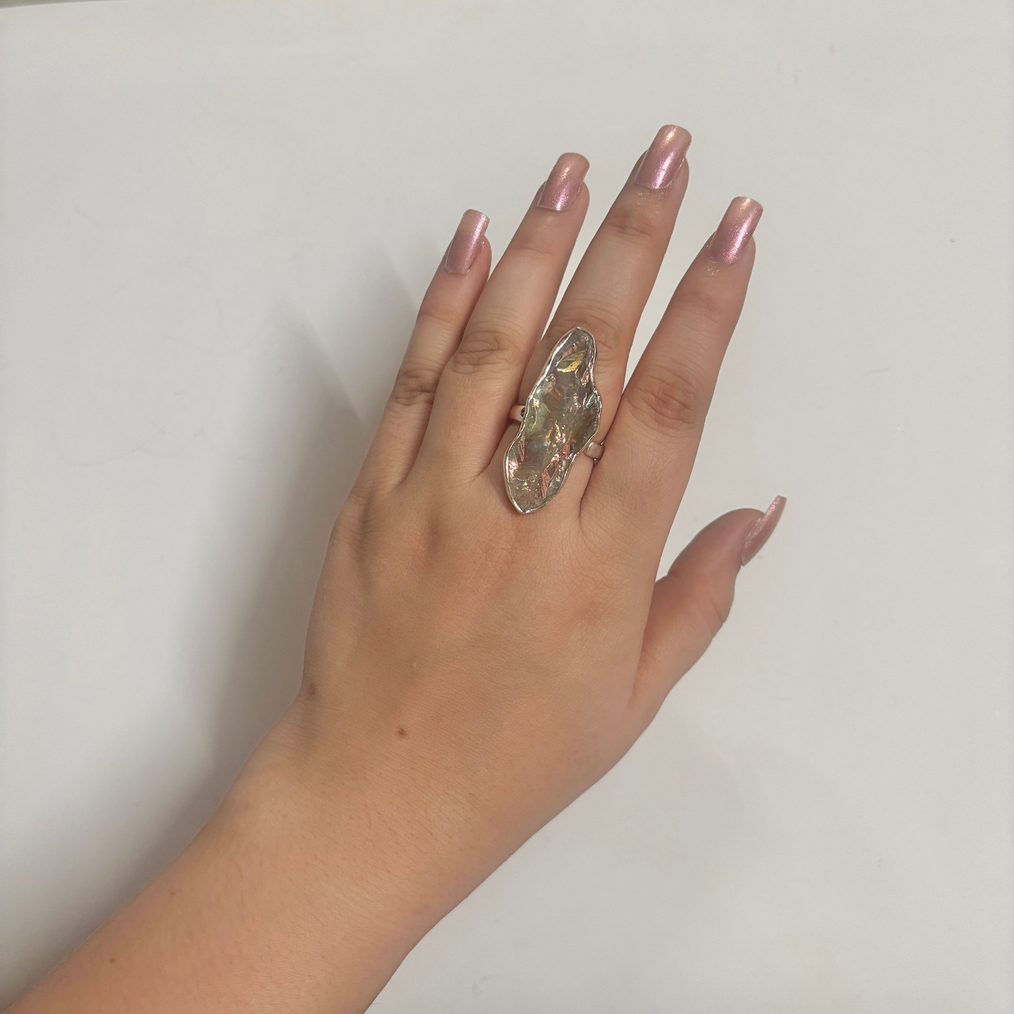 Titanium Druzy White Ring-(TDW-2-3)