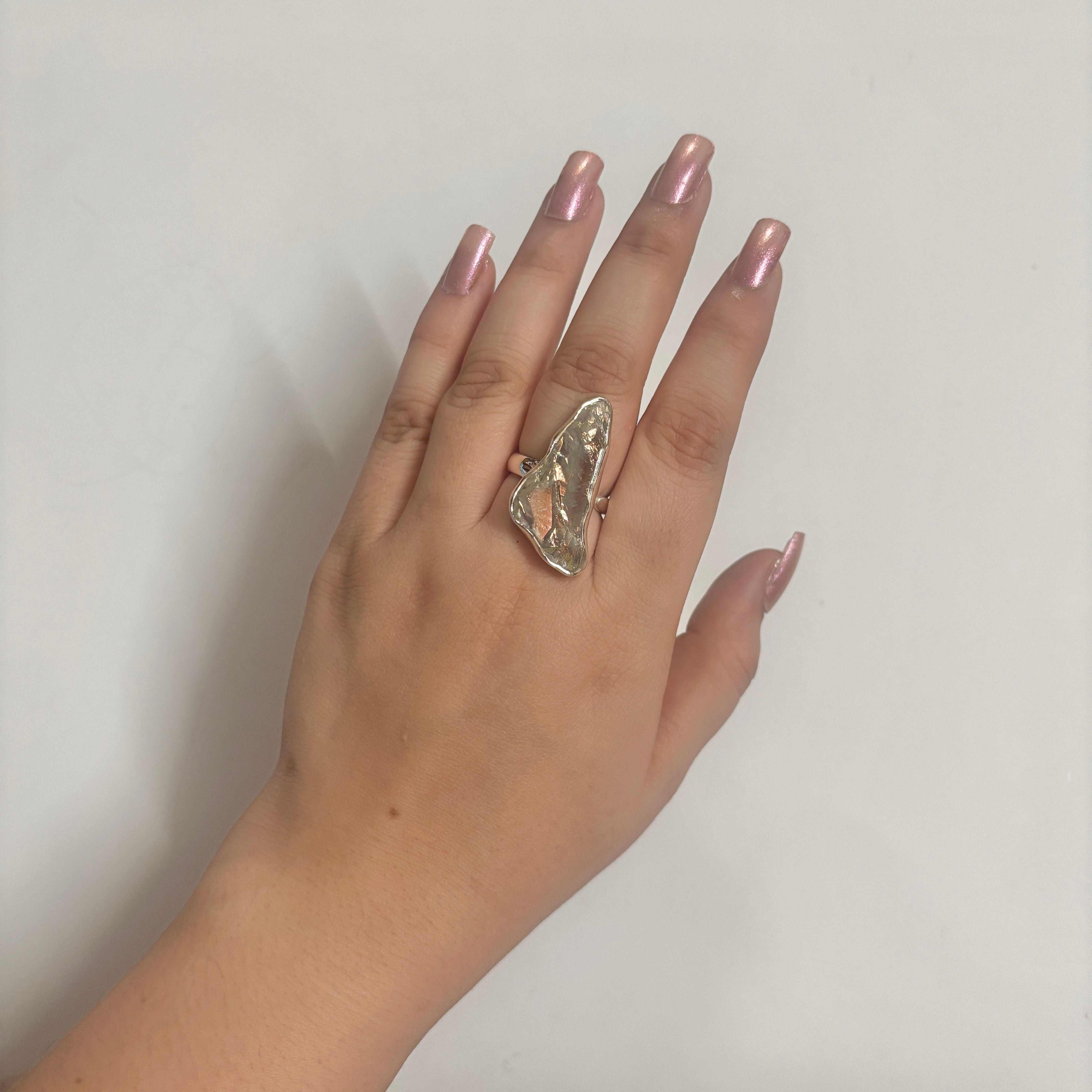 Titanium Druzy White Ring-(TDW-2-30)