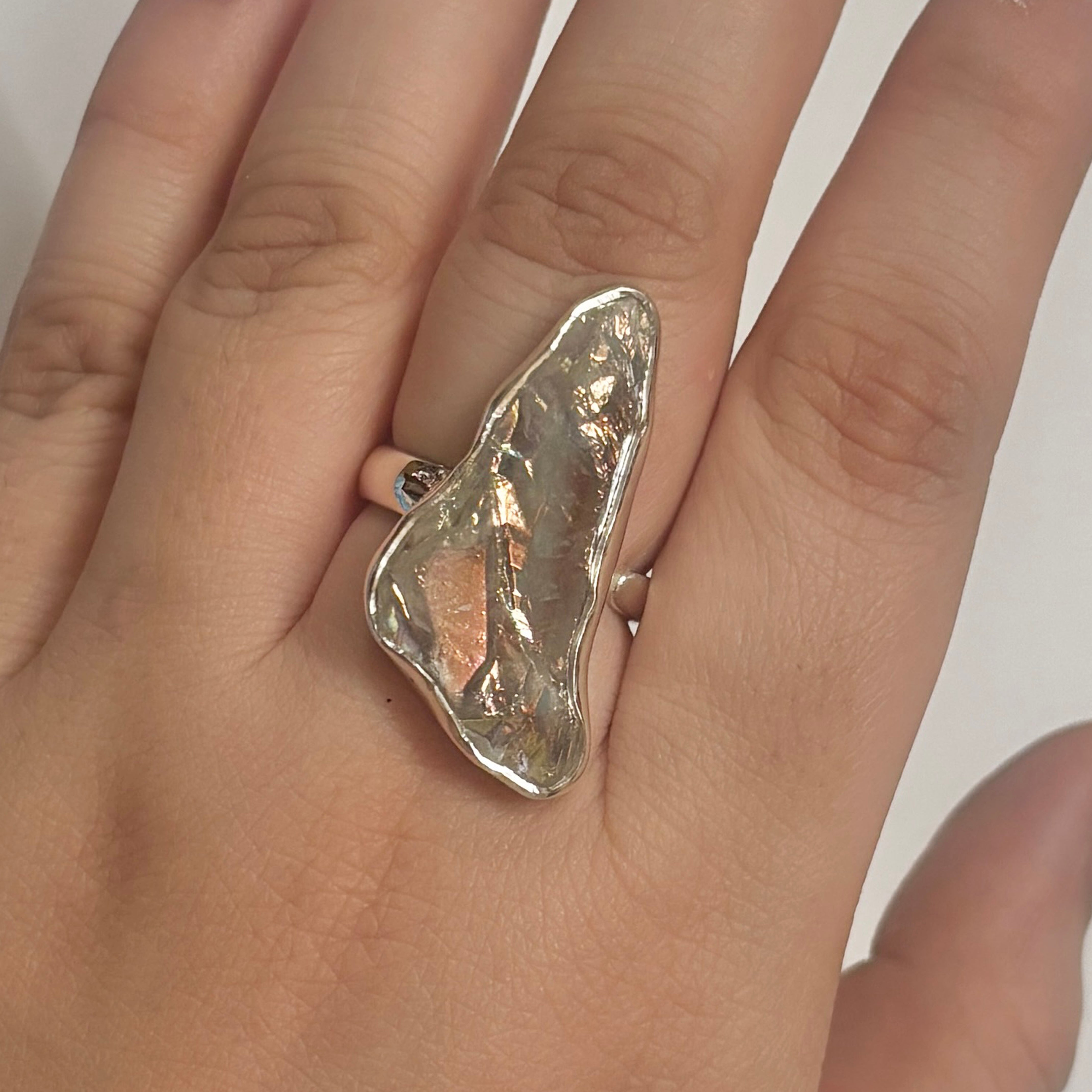 Titanium Druzy White Ring-(TDW-2-30)