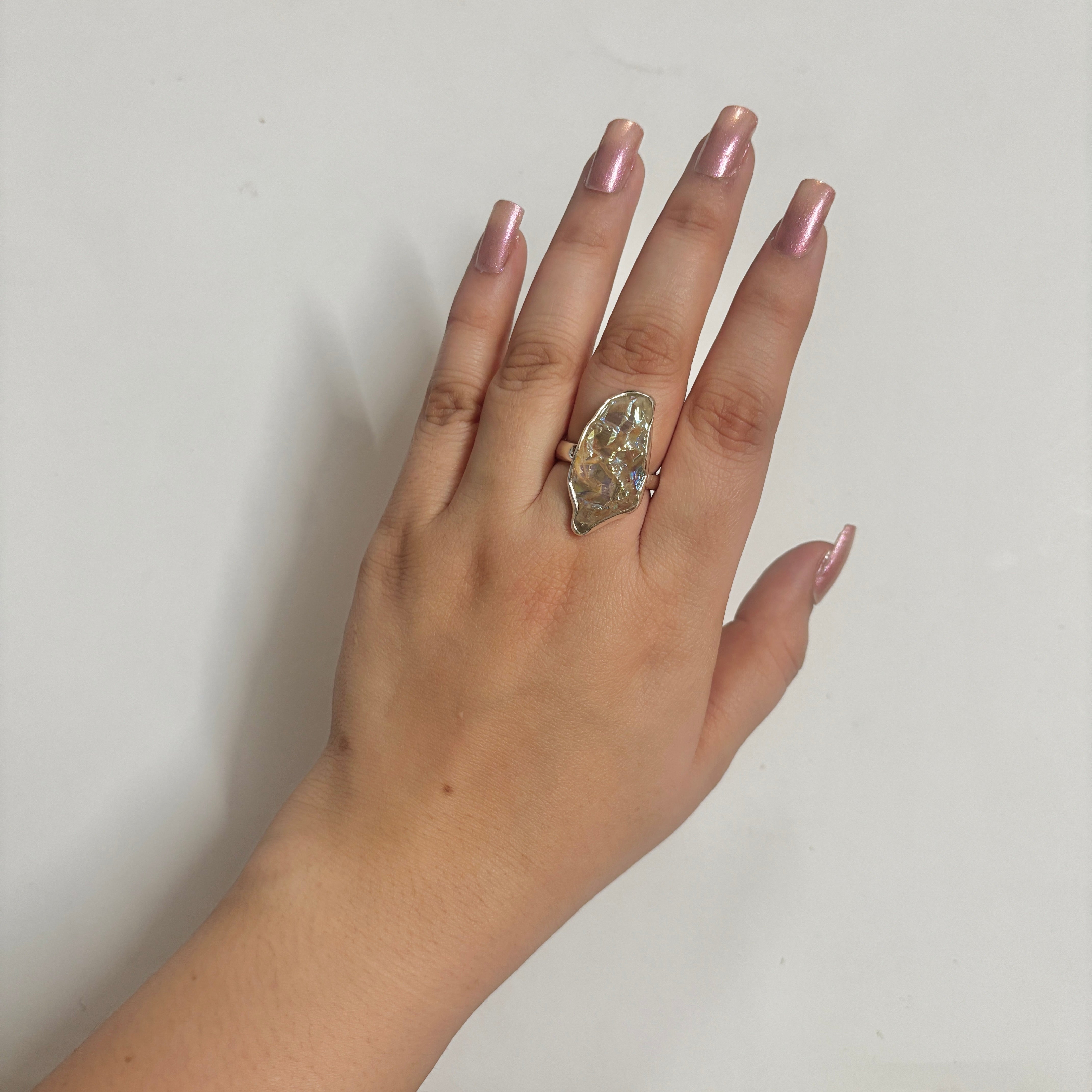 Titanium Druzy White Ring-(TDW-2-33)