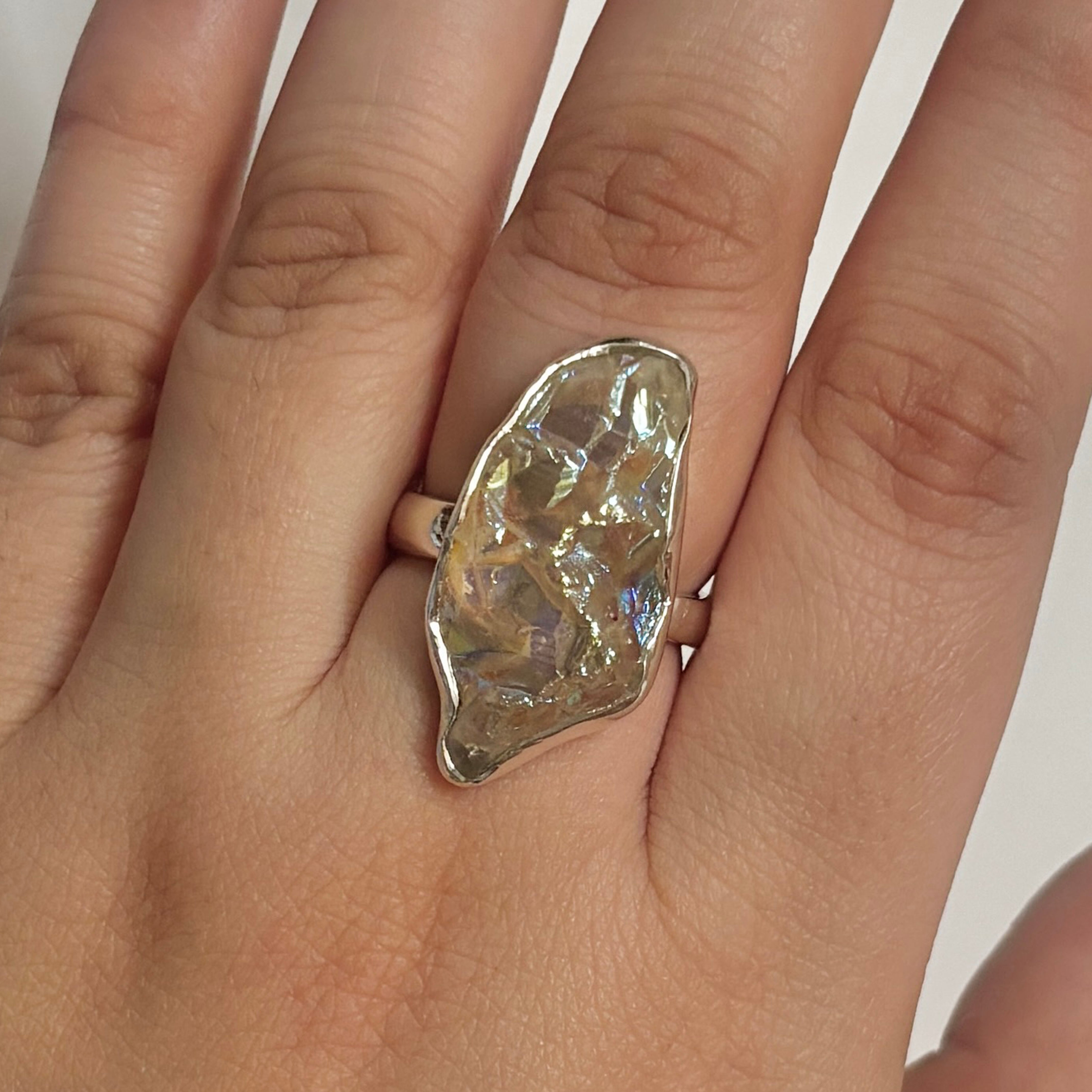 Titanium Druzy White Ring-(TDW-2-33)