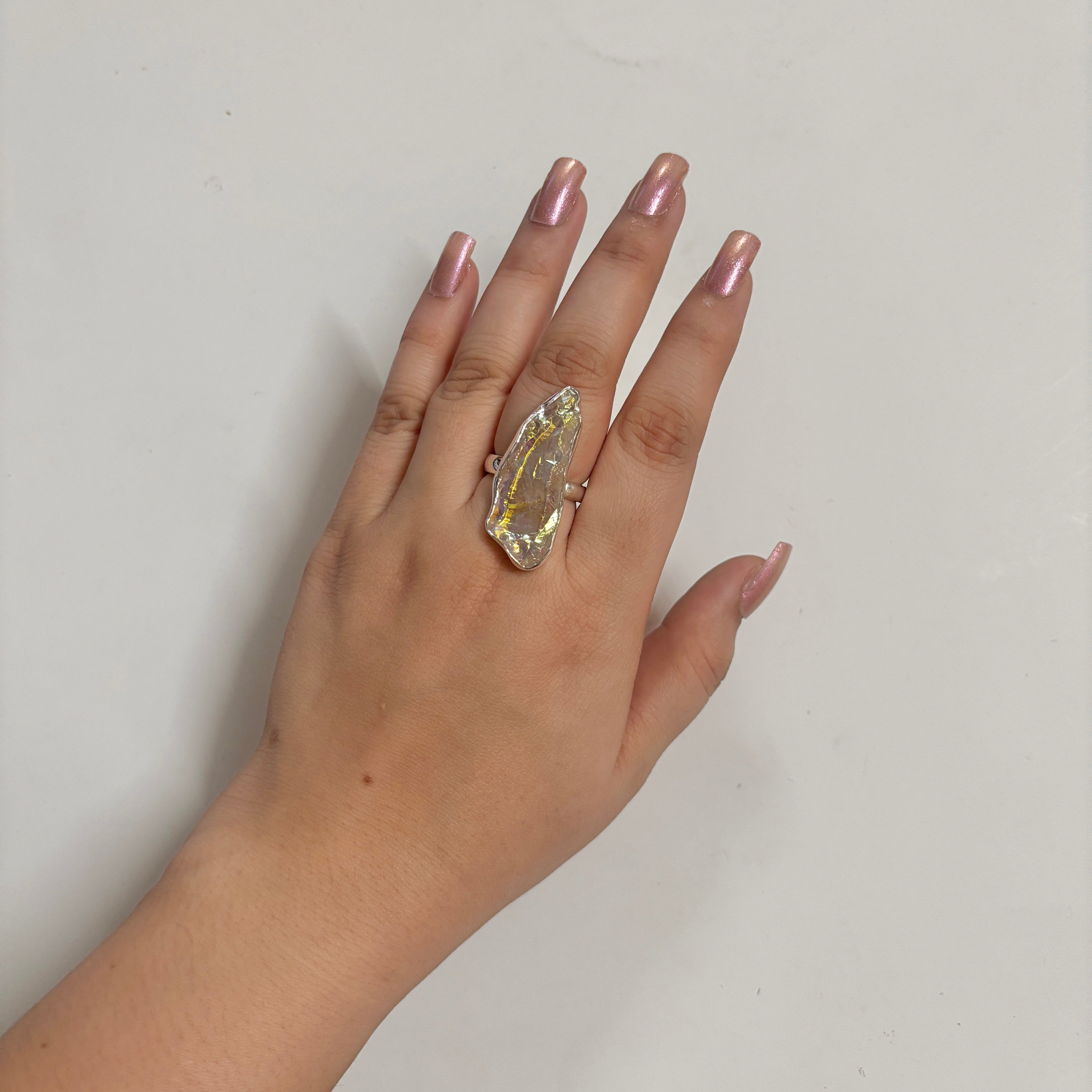 Titanium Druzy White Ring-(TDW-2-4)