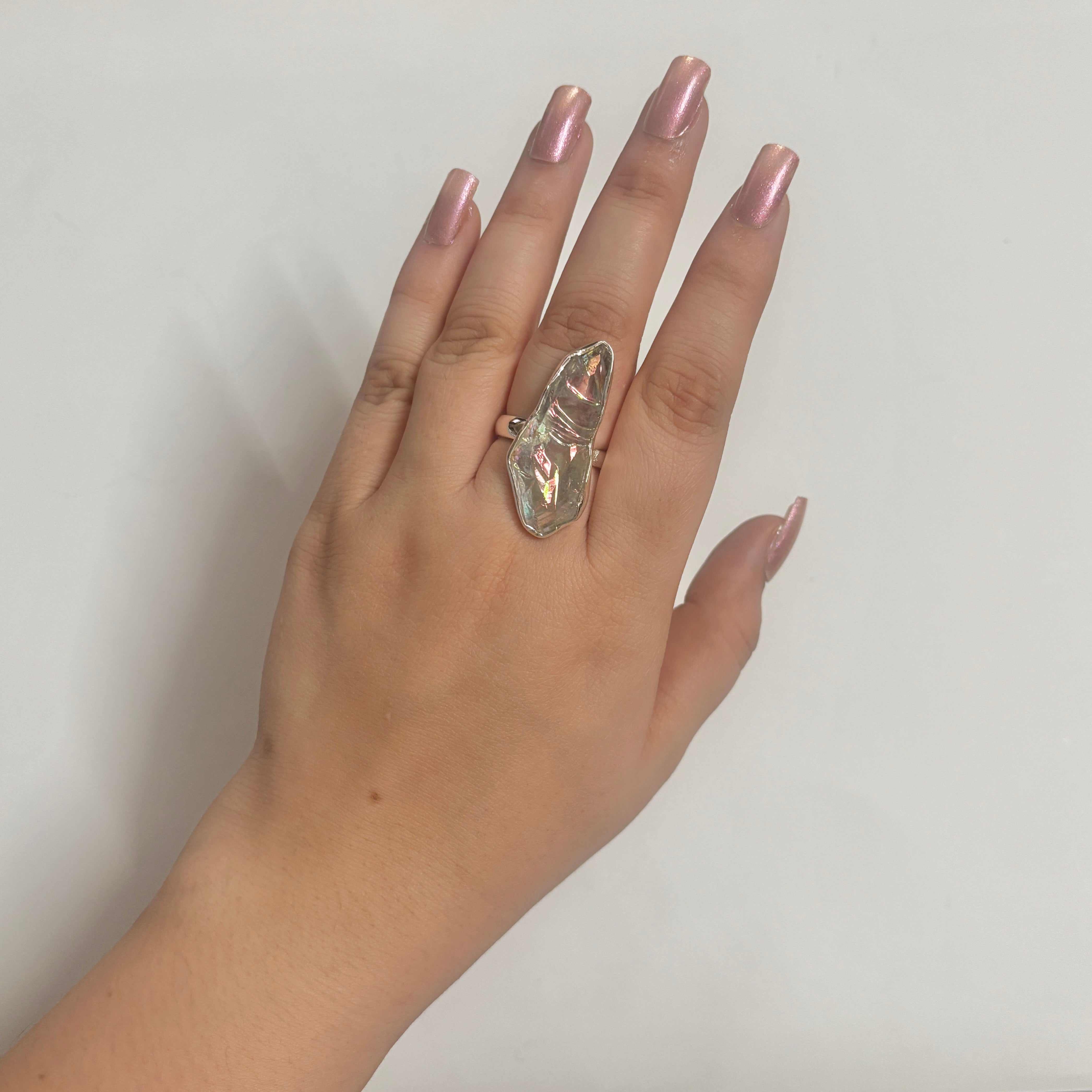 Titanium Druzy White Ring-(TDW-2-6)