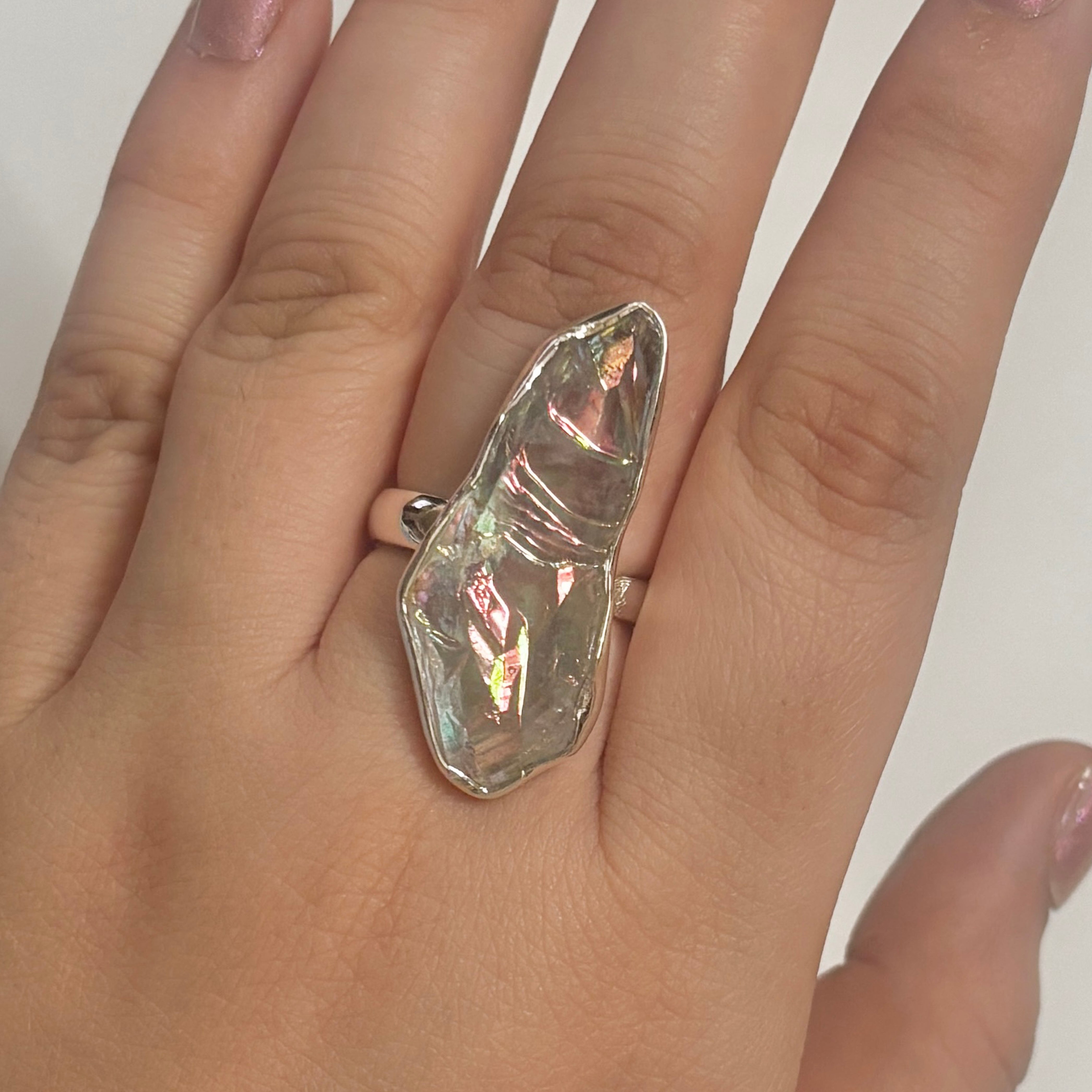 Titanium Druzy White Ring-(TDW-2-6)