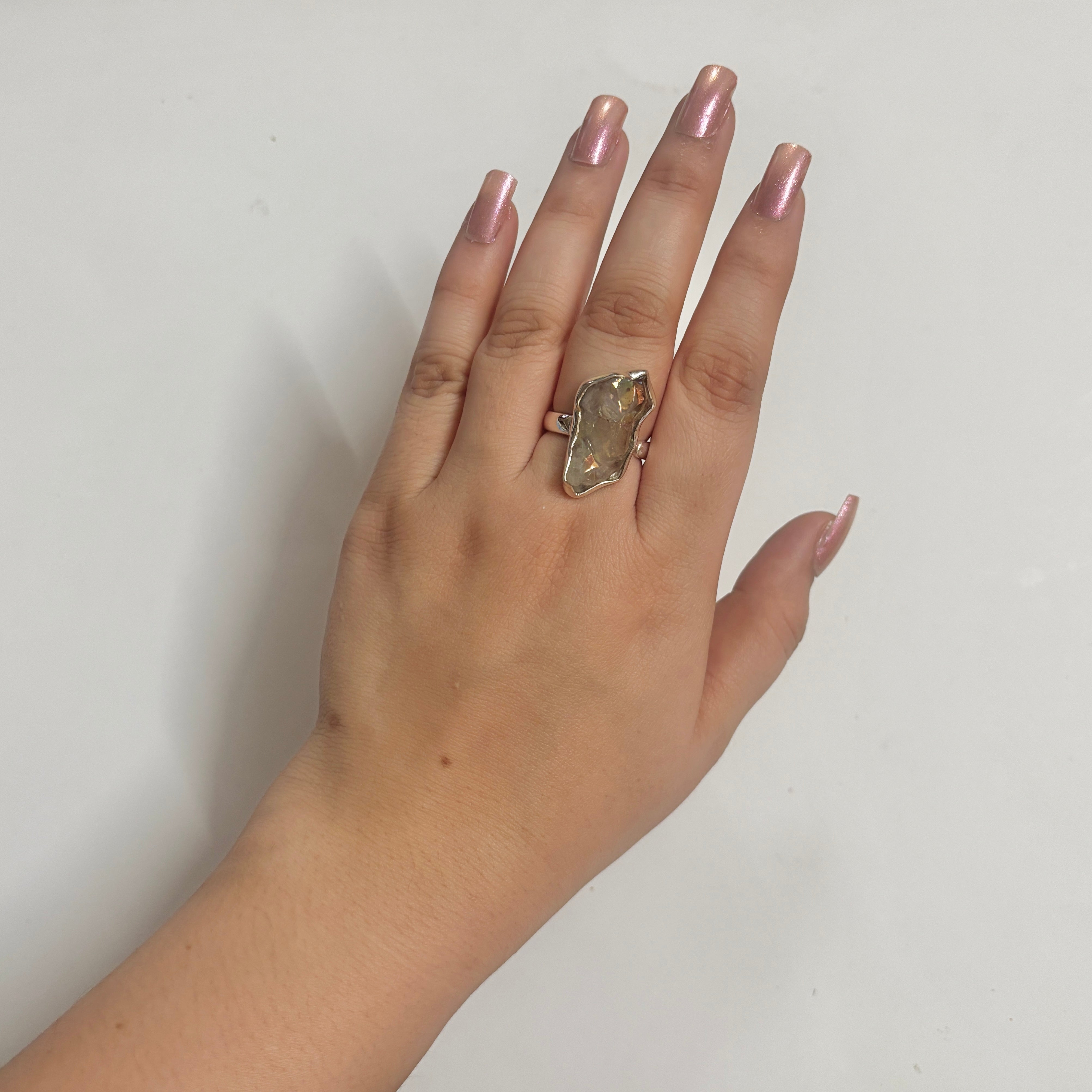Titanium Druzy White Ring-(TDW-2-7)
