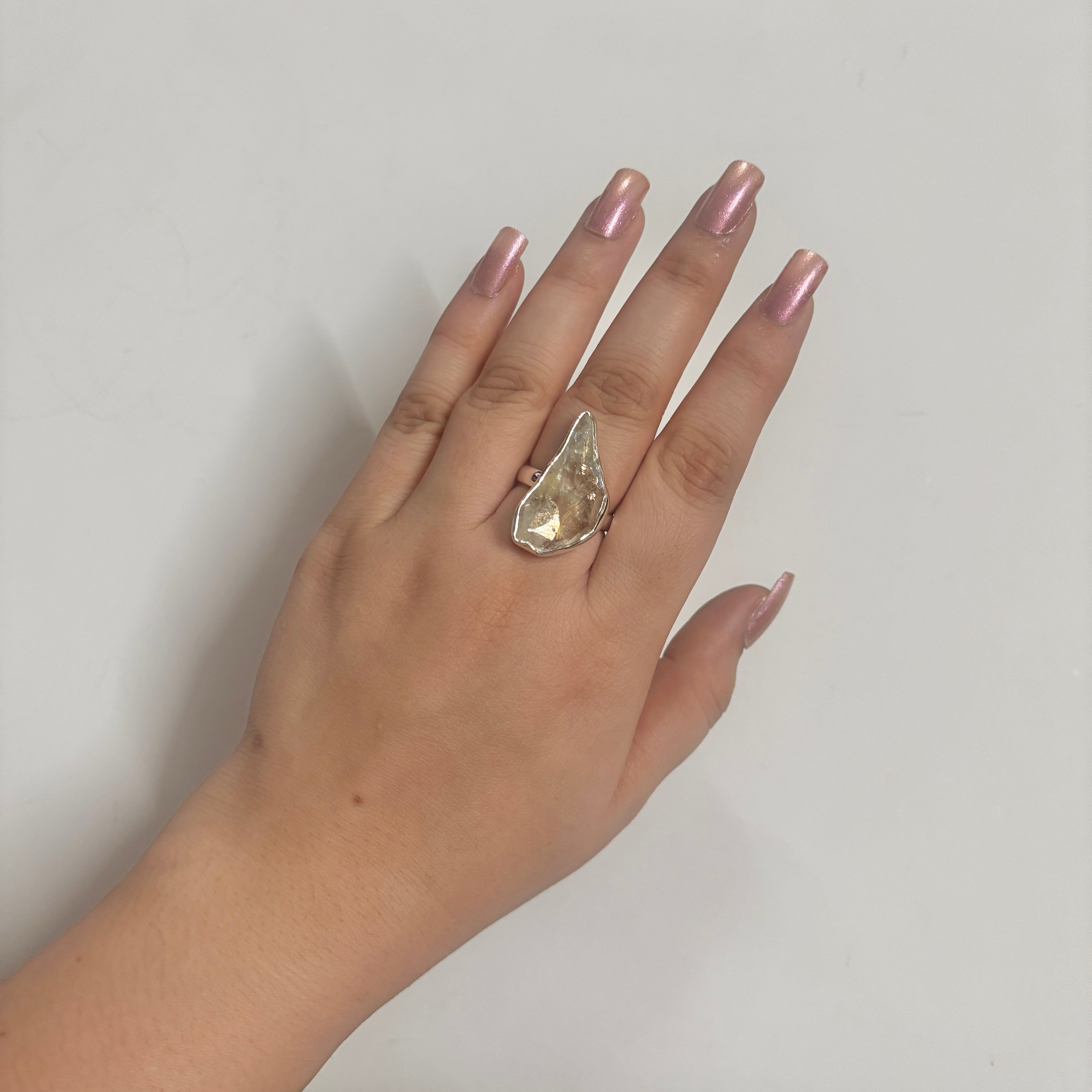 Titanium Druzy White Ring-(TDW-2-8)