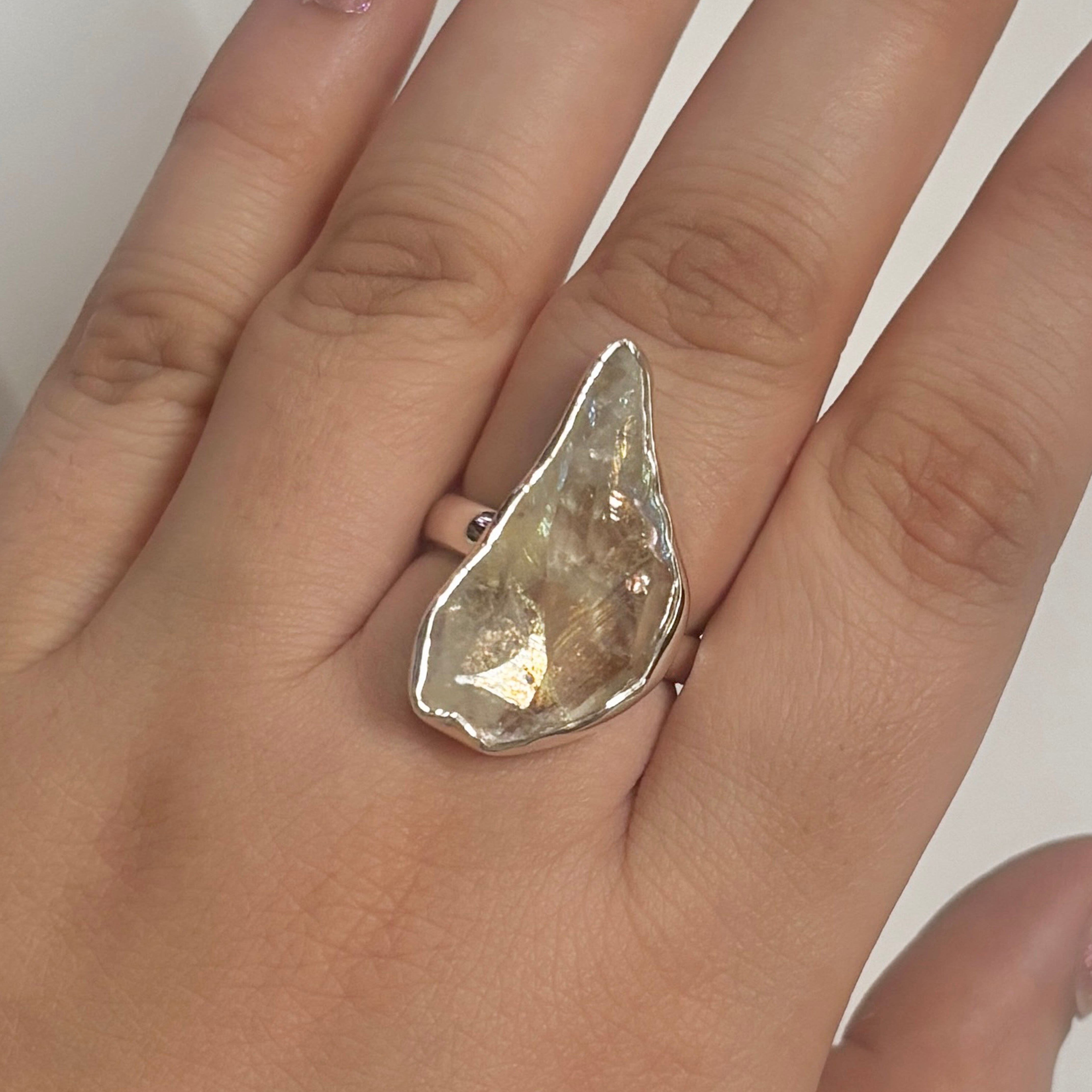 Titanium Druzy White Ring-(TDW-2-8)