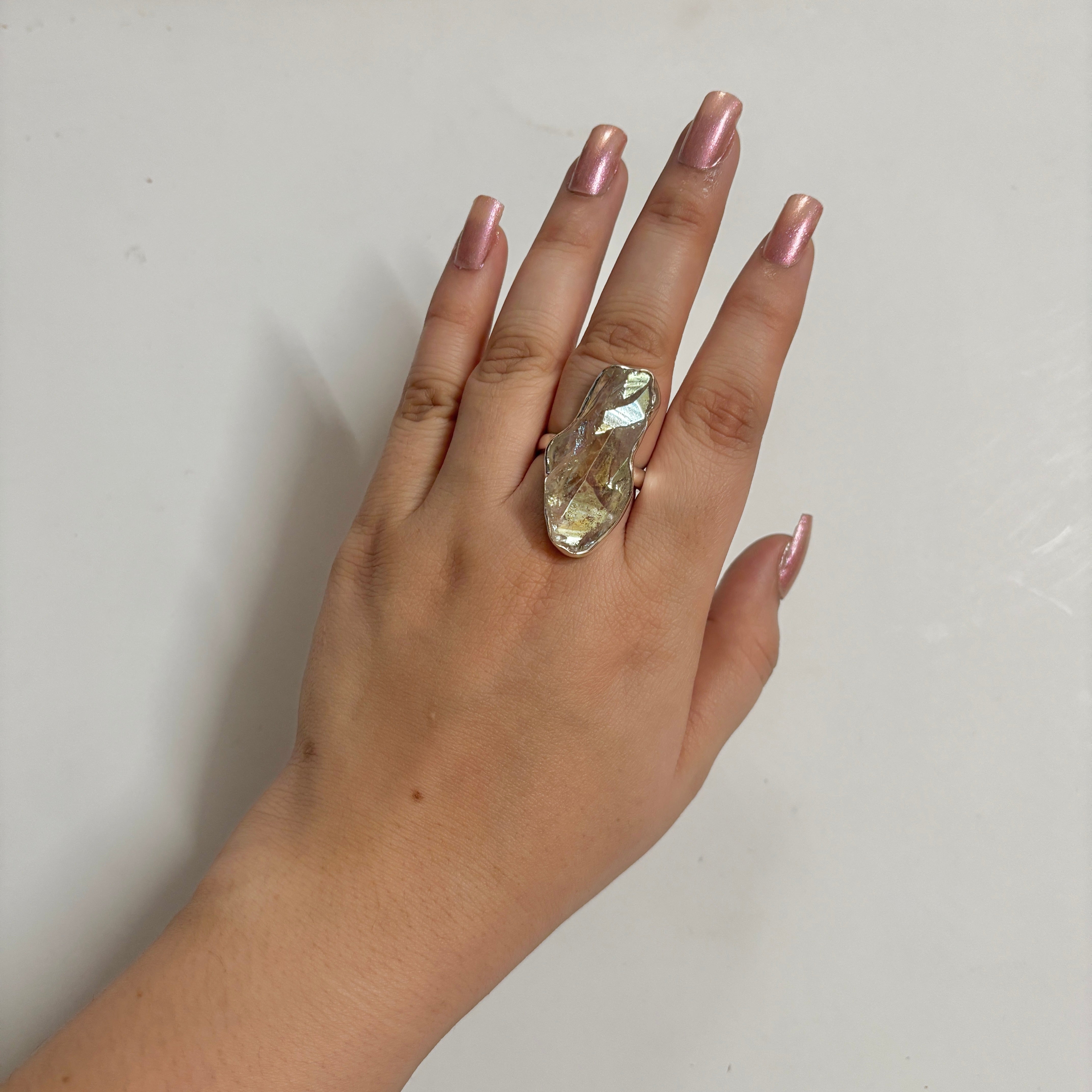 Titanium Druzy White Ring-(TDW-2-9)