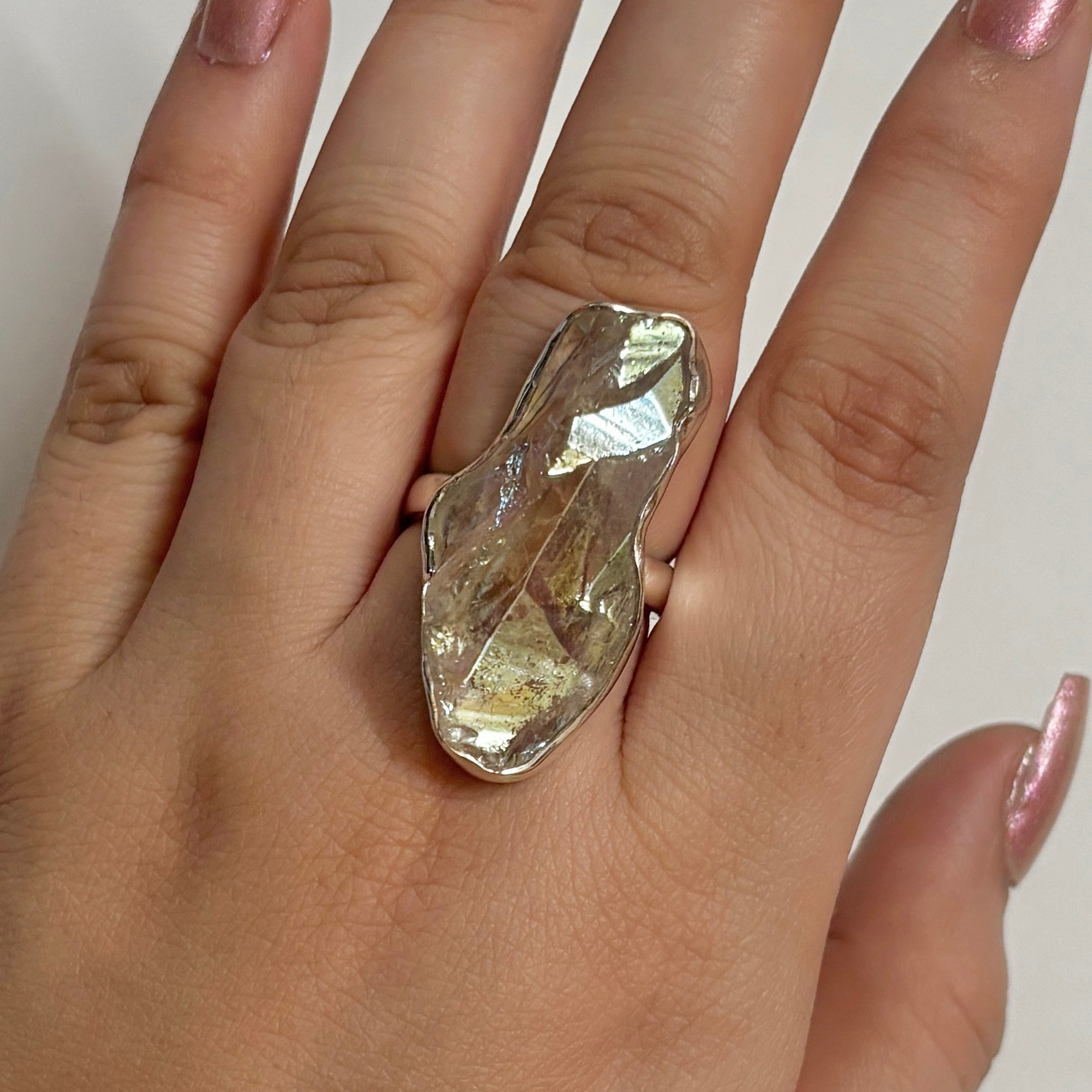 Titanium Druzy White Ring-(TDW-2-9)